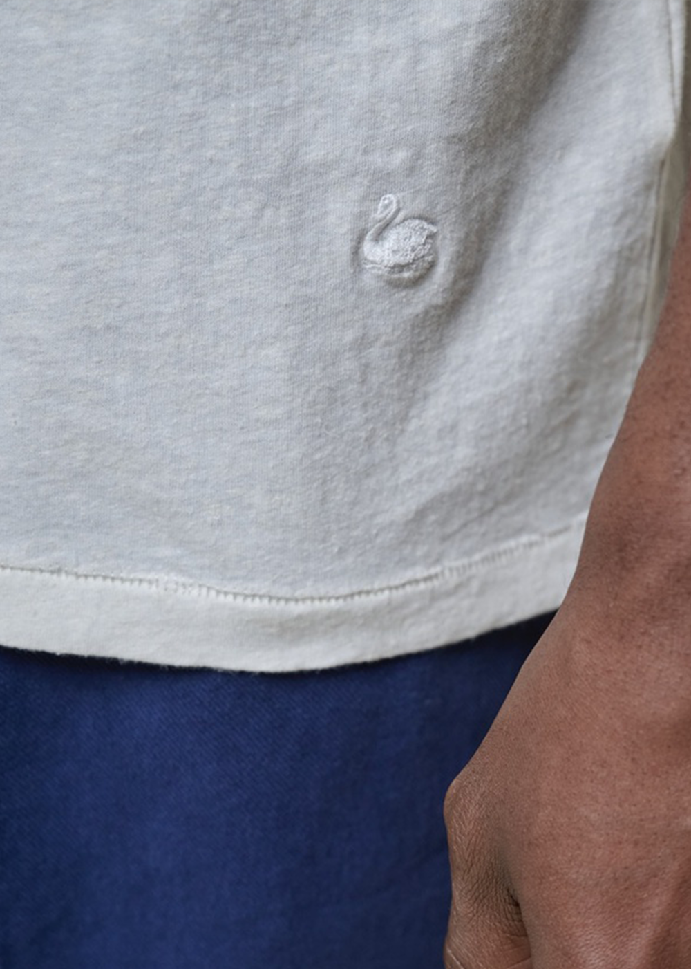 Cotton-Hemp Light Relaxed Fit T-Shirt - White - Merz b. Schwanen Canada - Danali