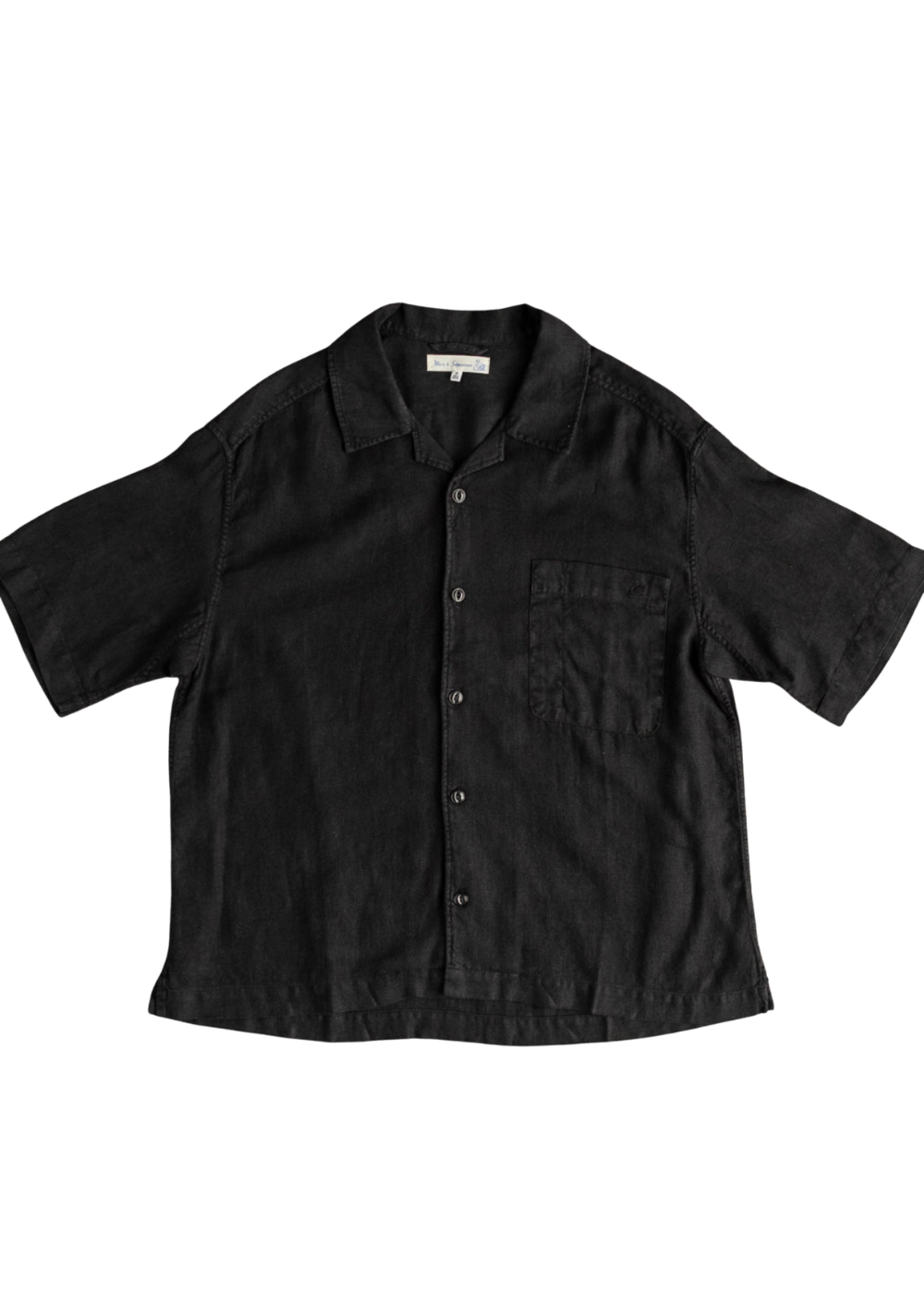Linen Bowling Short Sleeve Shirt - Deep Black - Merz b. Schwanen Canada - Danali
