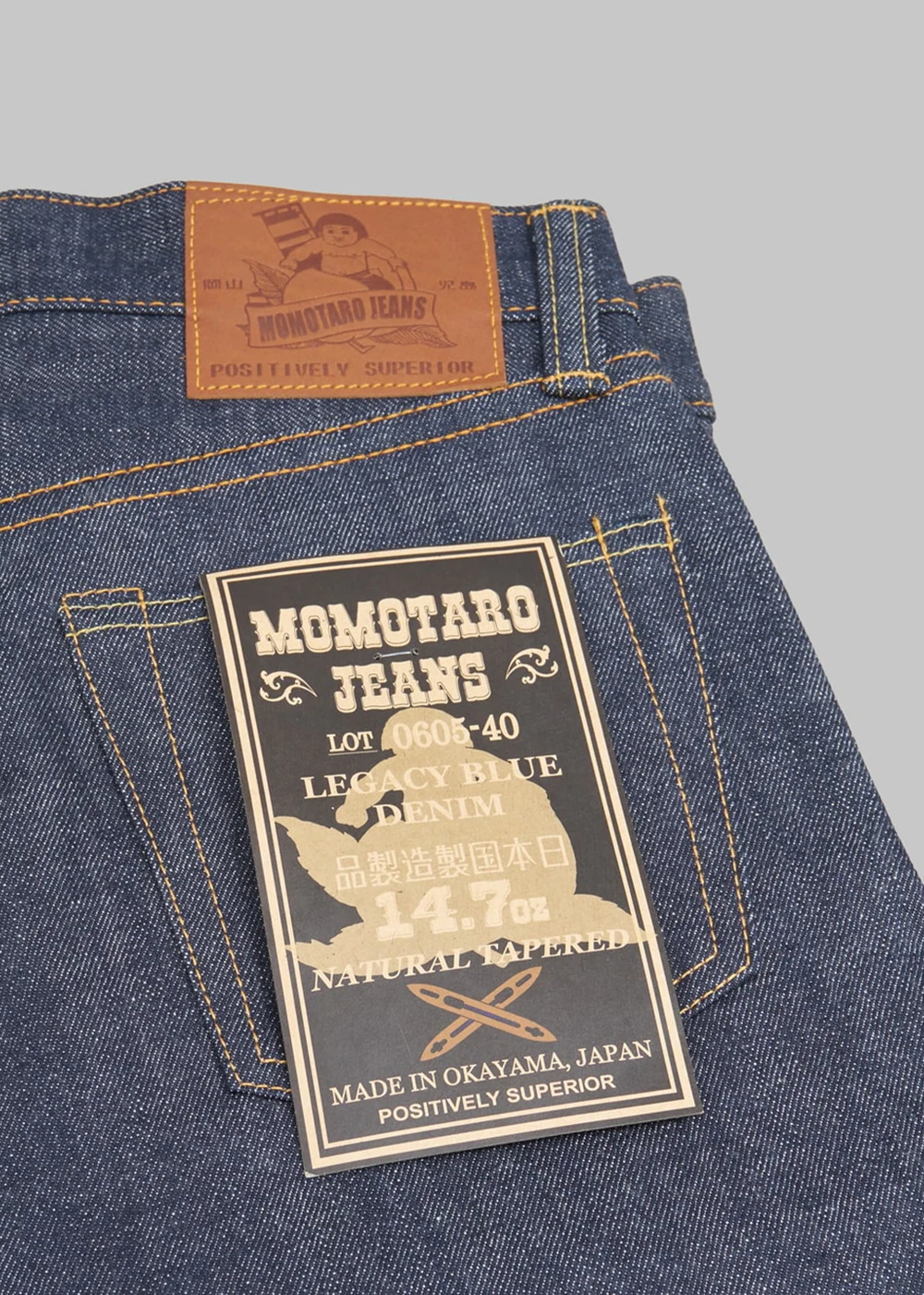 14.7oz Zimbabwe Cotton Legacy Blue Denim Natural Tapered Jean - Momotaro Canada - Danali