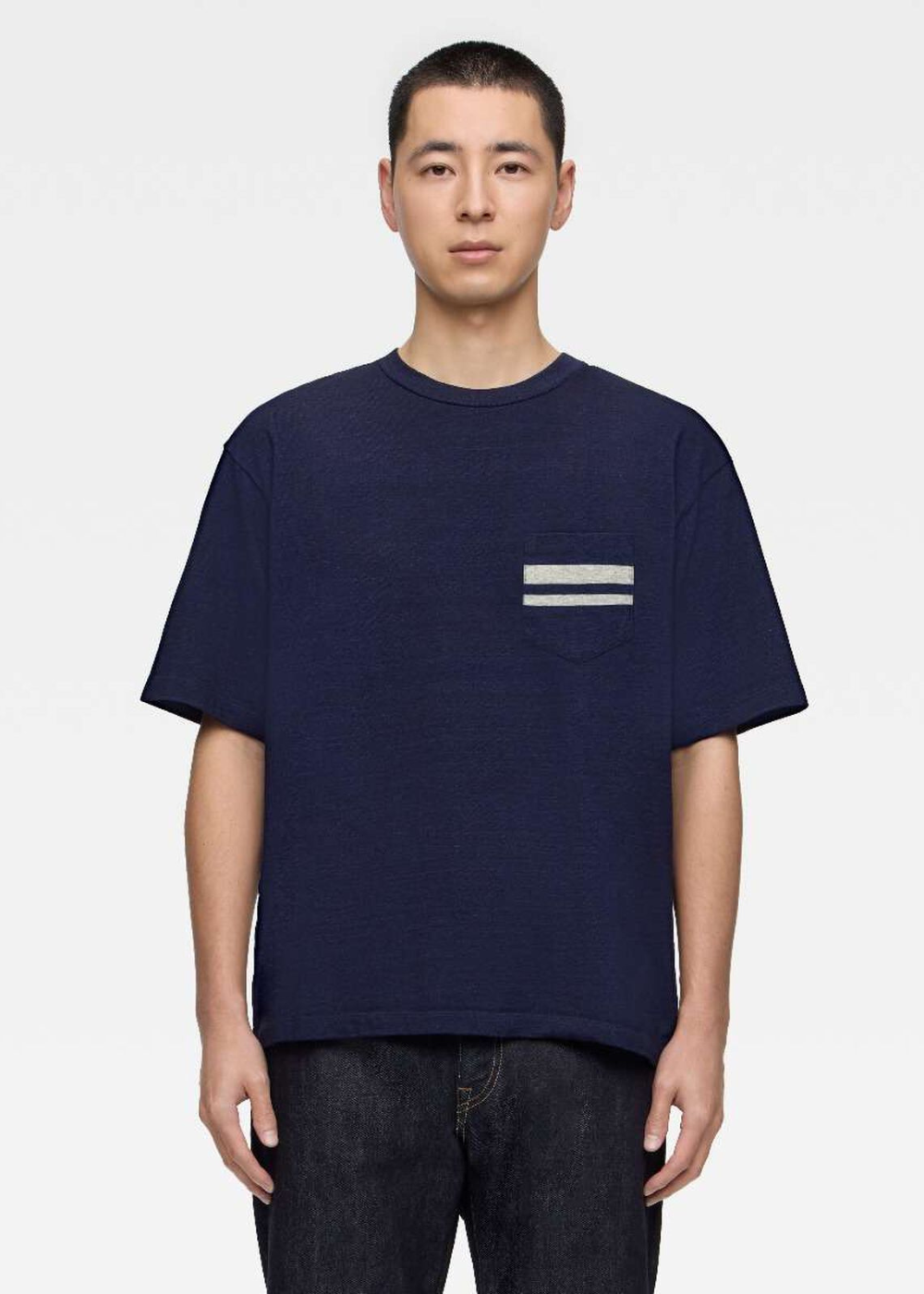 Indigo Yarn Dyed SS Pocket Tee - Indigo - Momotaro Canada - Danali