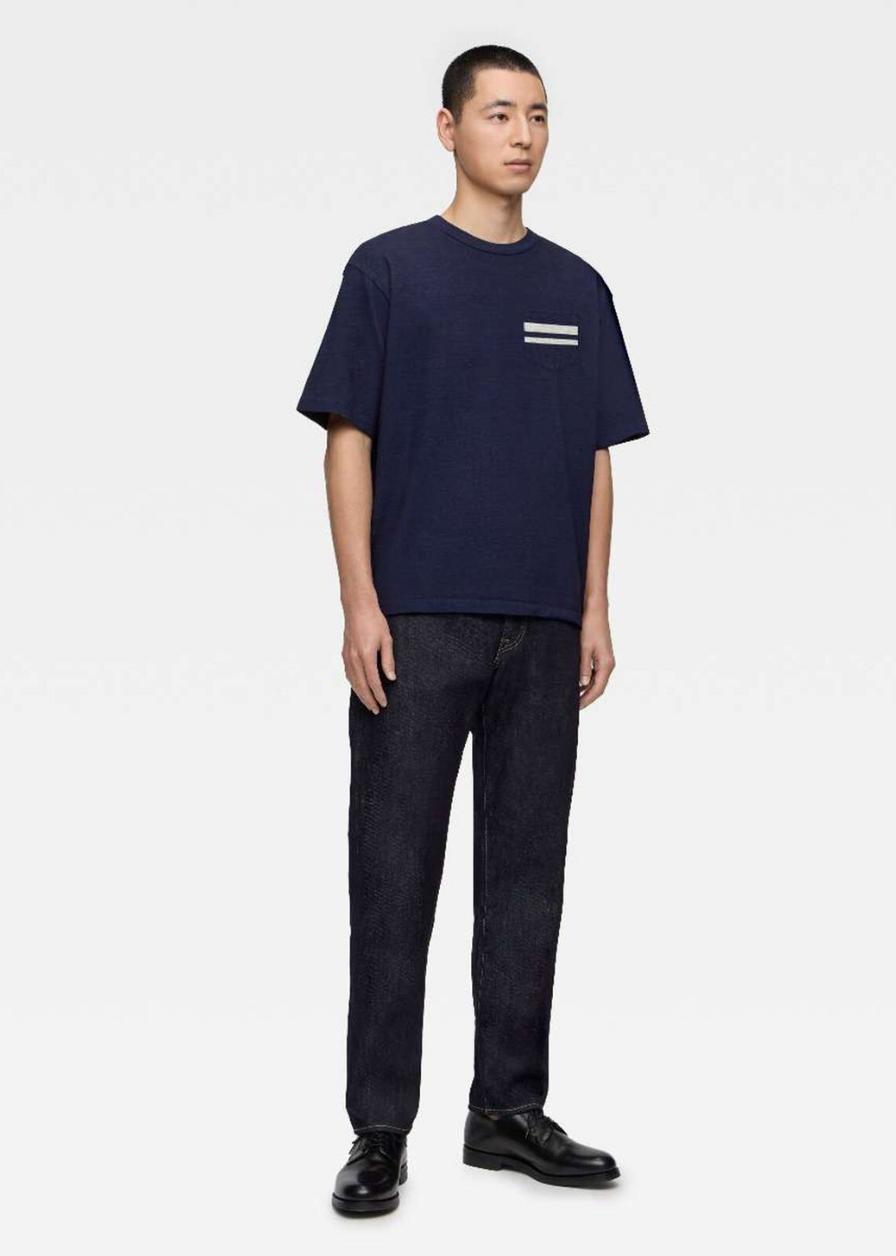 Indigo Yarn Dyed SS Pocket Tee - Indigo - Momotaro Canada - Danali