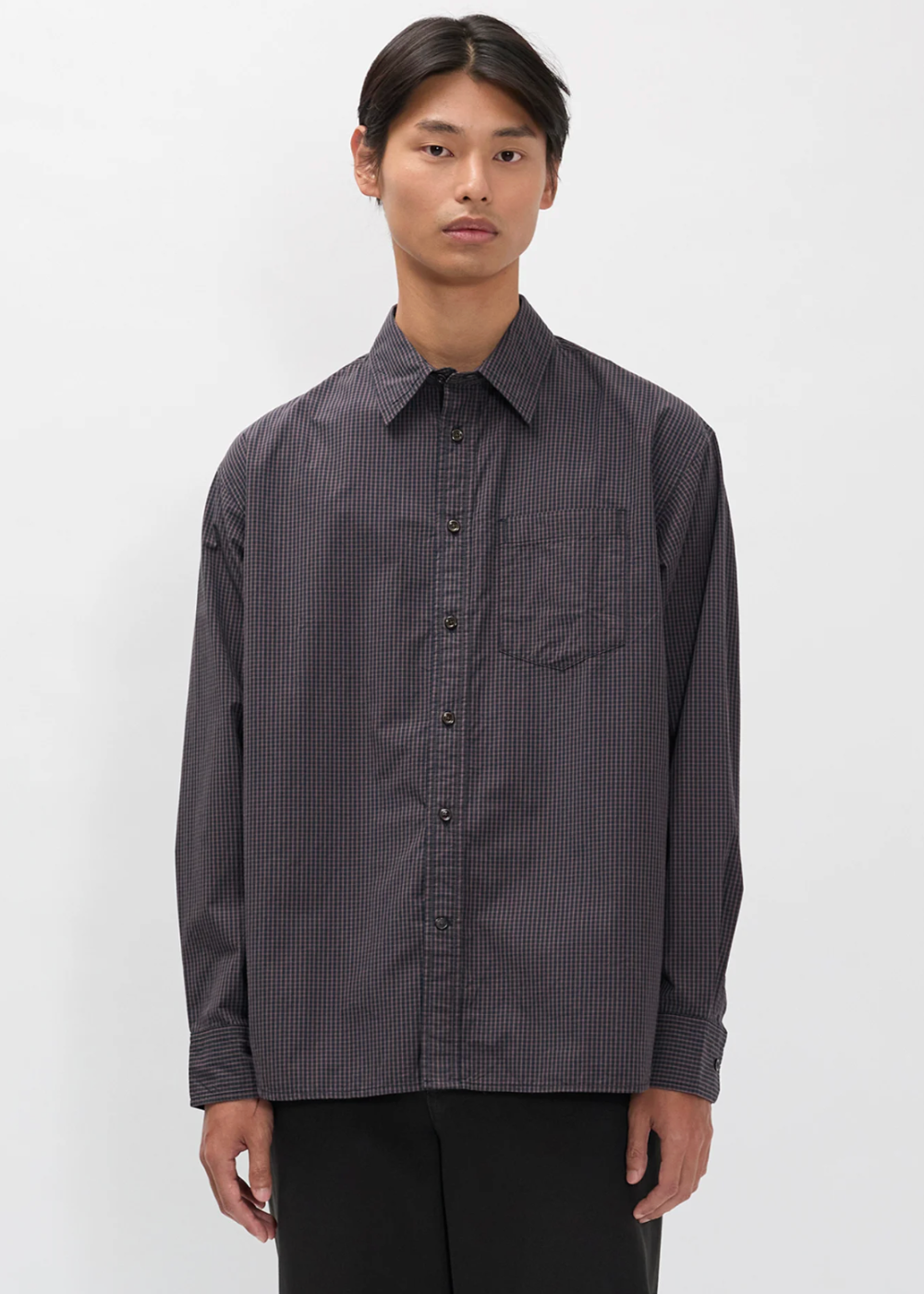 Espevik Oversize Poplin Check Shirt - Dark Navy Check - Norse Projects Canada - Danali - N40-0877