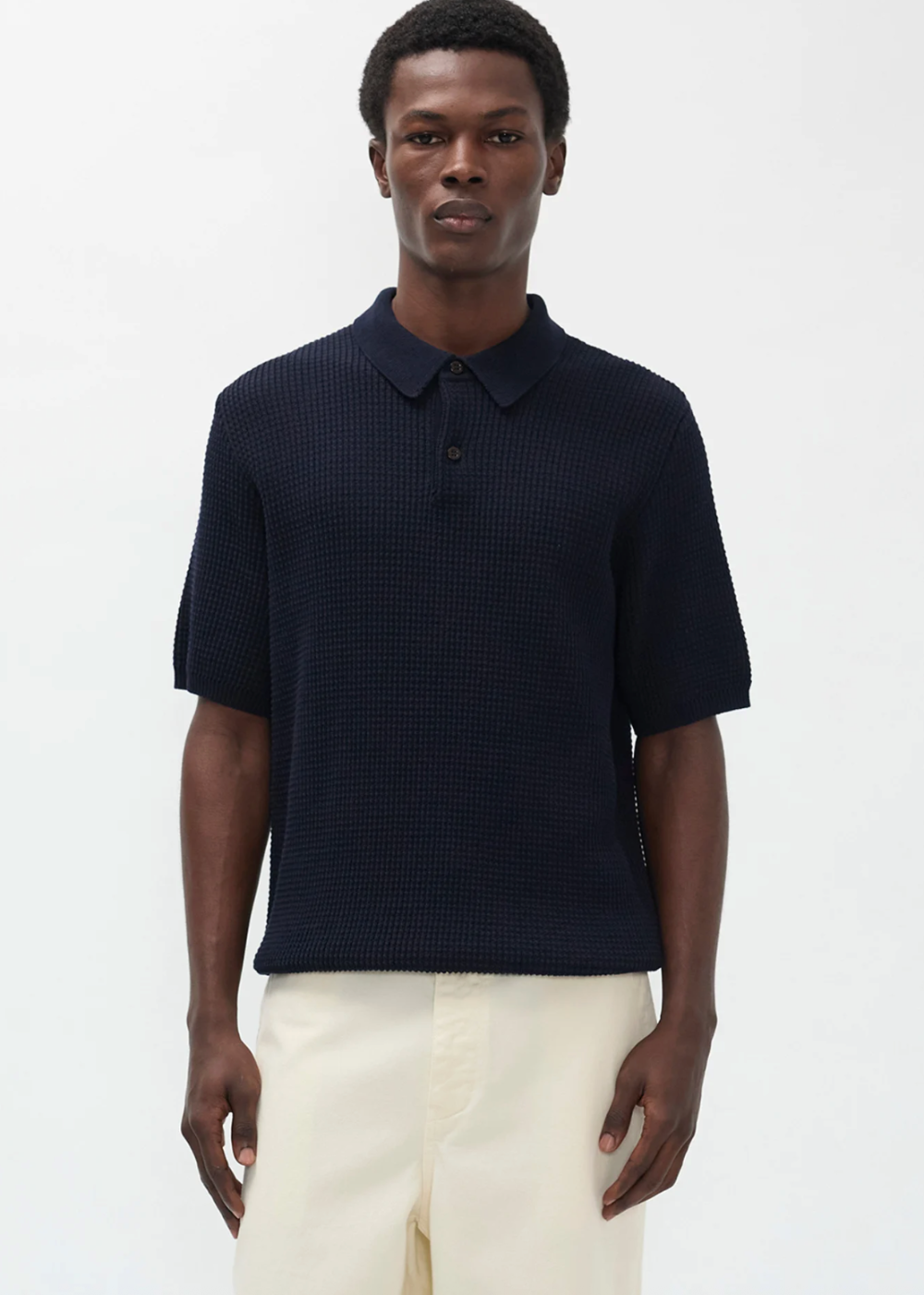 Anholt Cotton Crepe Polo - Dark Navy - Norse Projects Canada - Danali - N45-0677