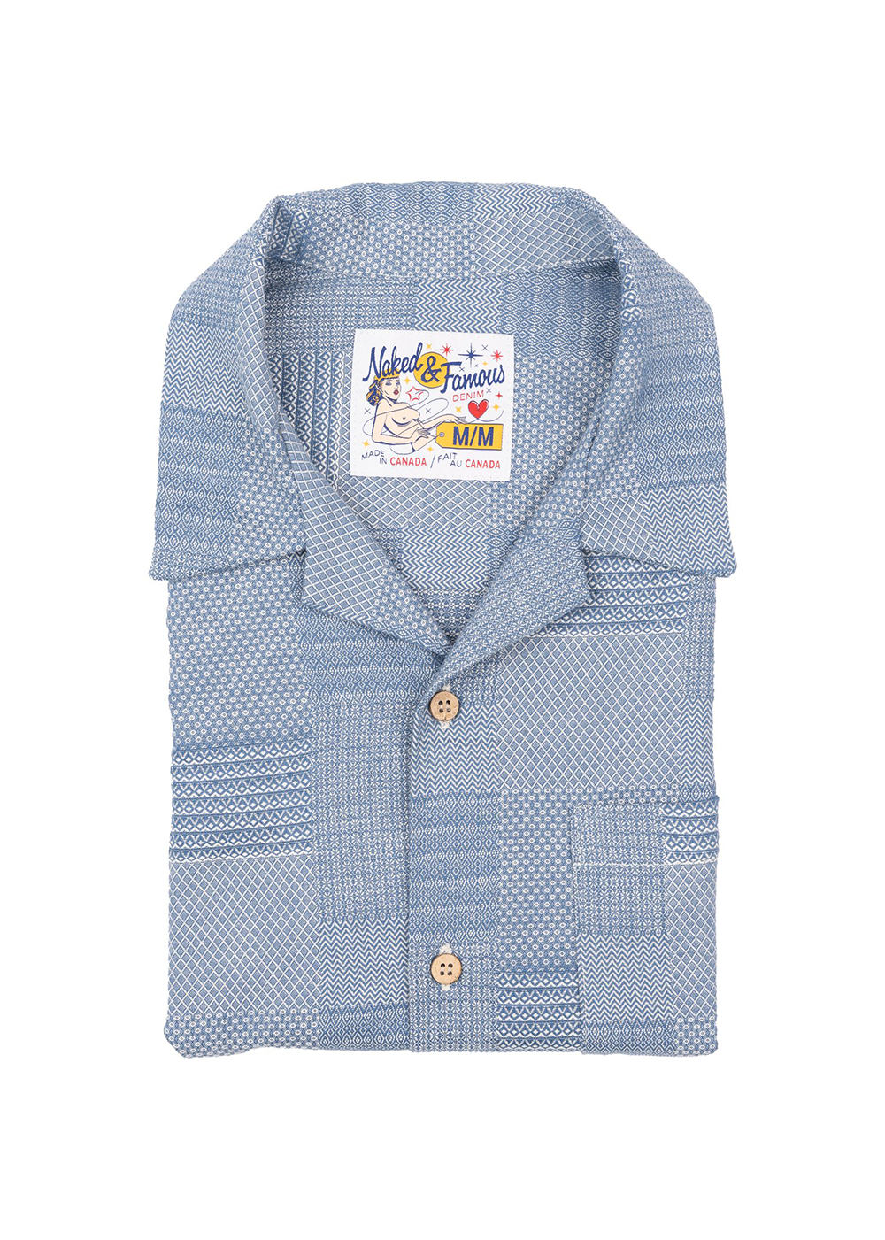 Aloha Shirt - Dobby Patchwork - Pale Blue - Naked and Famous Denim Canada - Danali