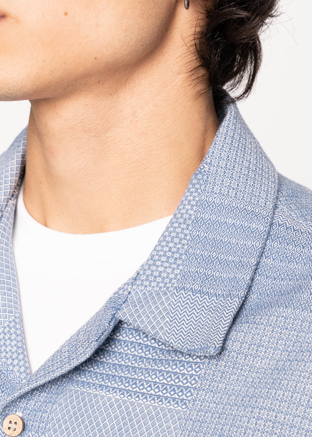 Aloha Shirt - Dobby Patchwork - Pale Blue - Naked and Famous Denim Canada - Danali