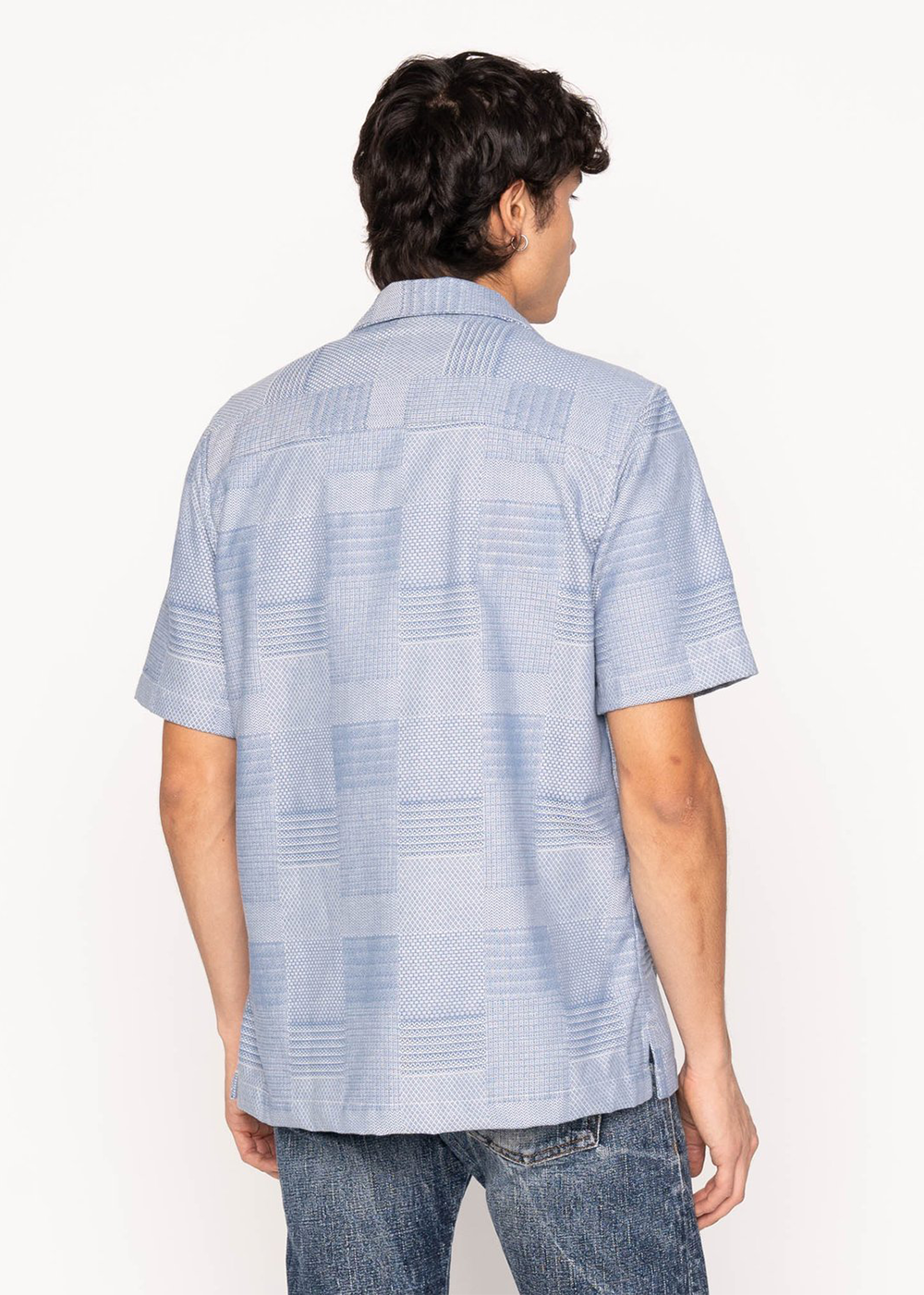Aloha Shirt - Dobby Patchwork - Pale Blue - Naked and Famous Denim Canada - Danali