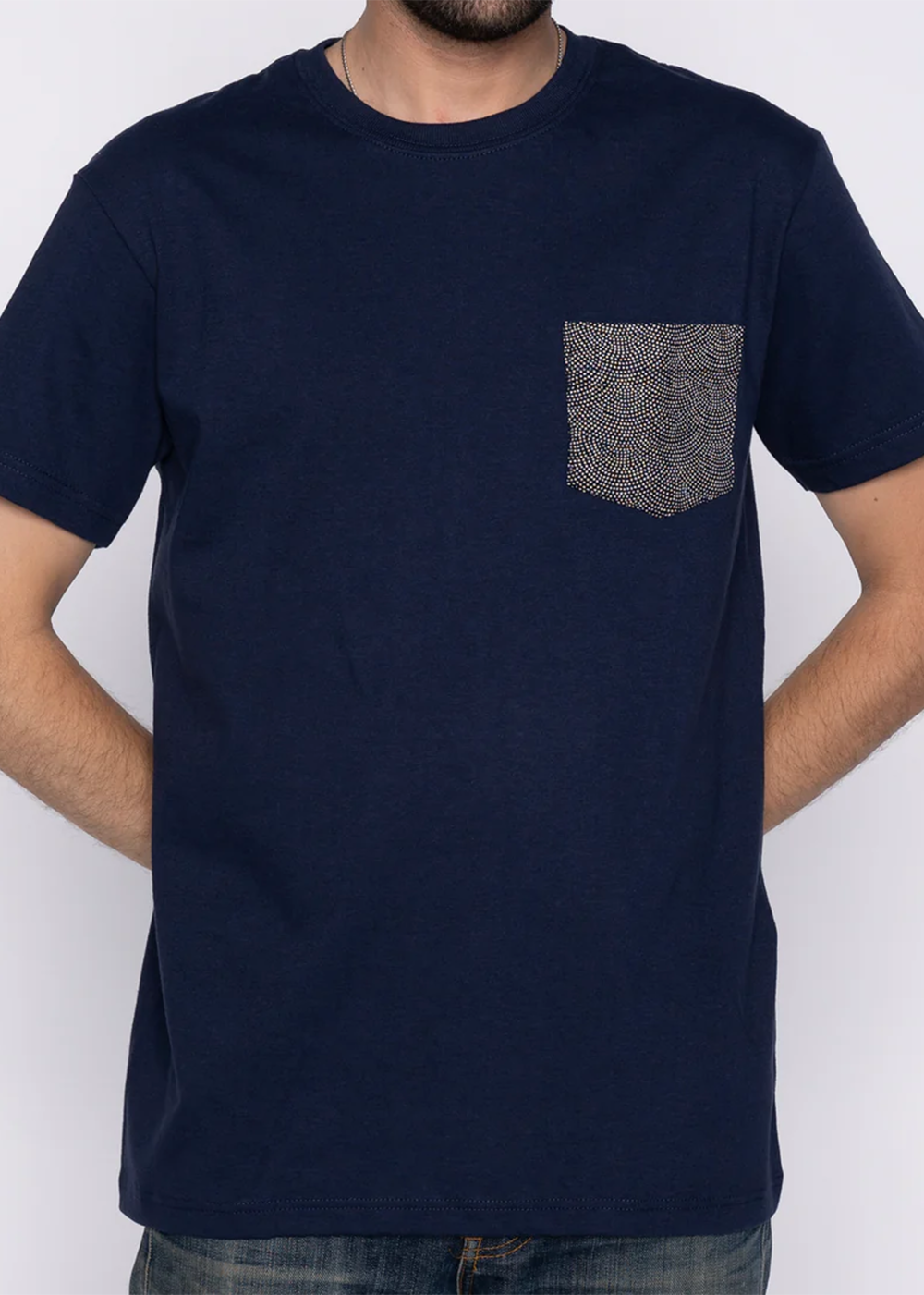 Naked and Famous Denim Contrast Pocket Tee  Kimono Rain - Navy - Naked and Famous Denim Canada - Danali