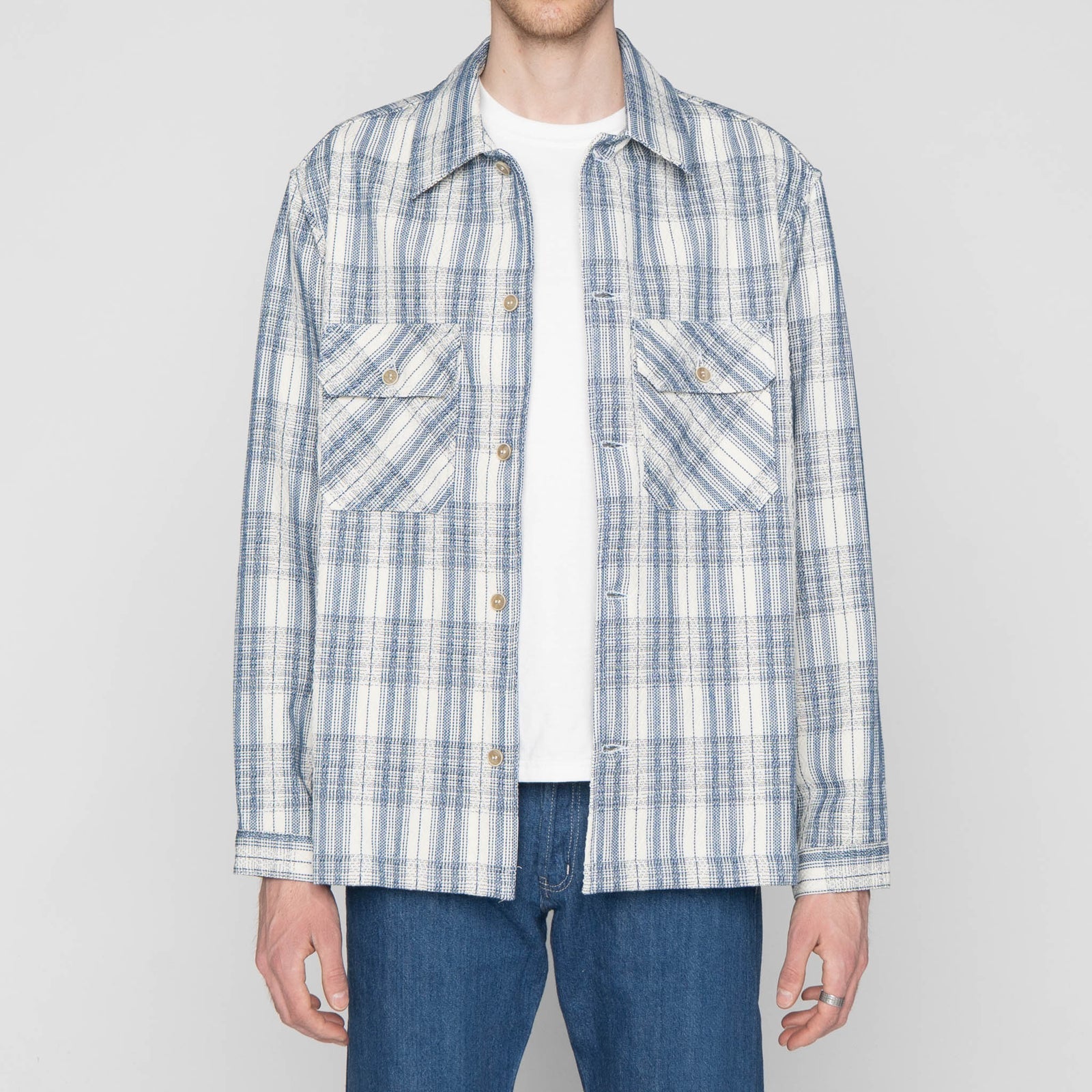 Overshirt Asagi Sashiko - White - Naked and Famous Denim Canada - Danali