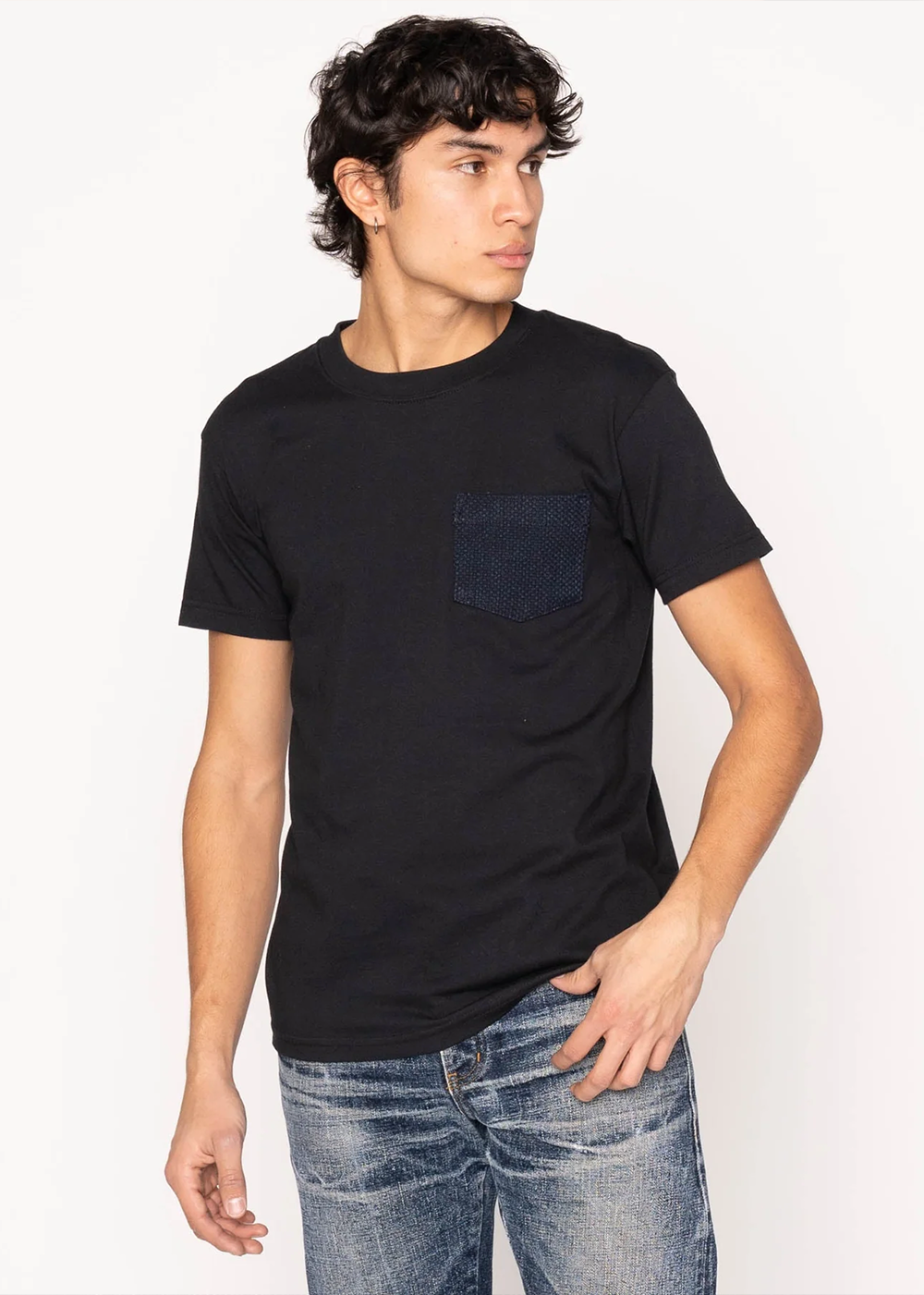 Pocket Tee Indigo Sashiko - Black - Naked and Famous Denim Canada - Danali