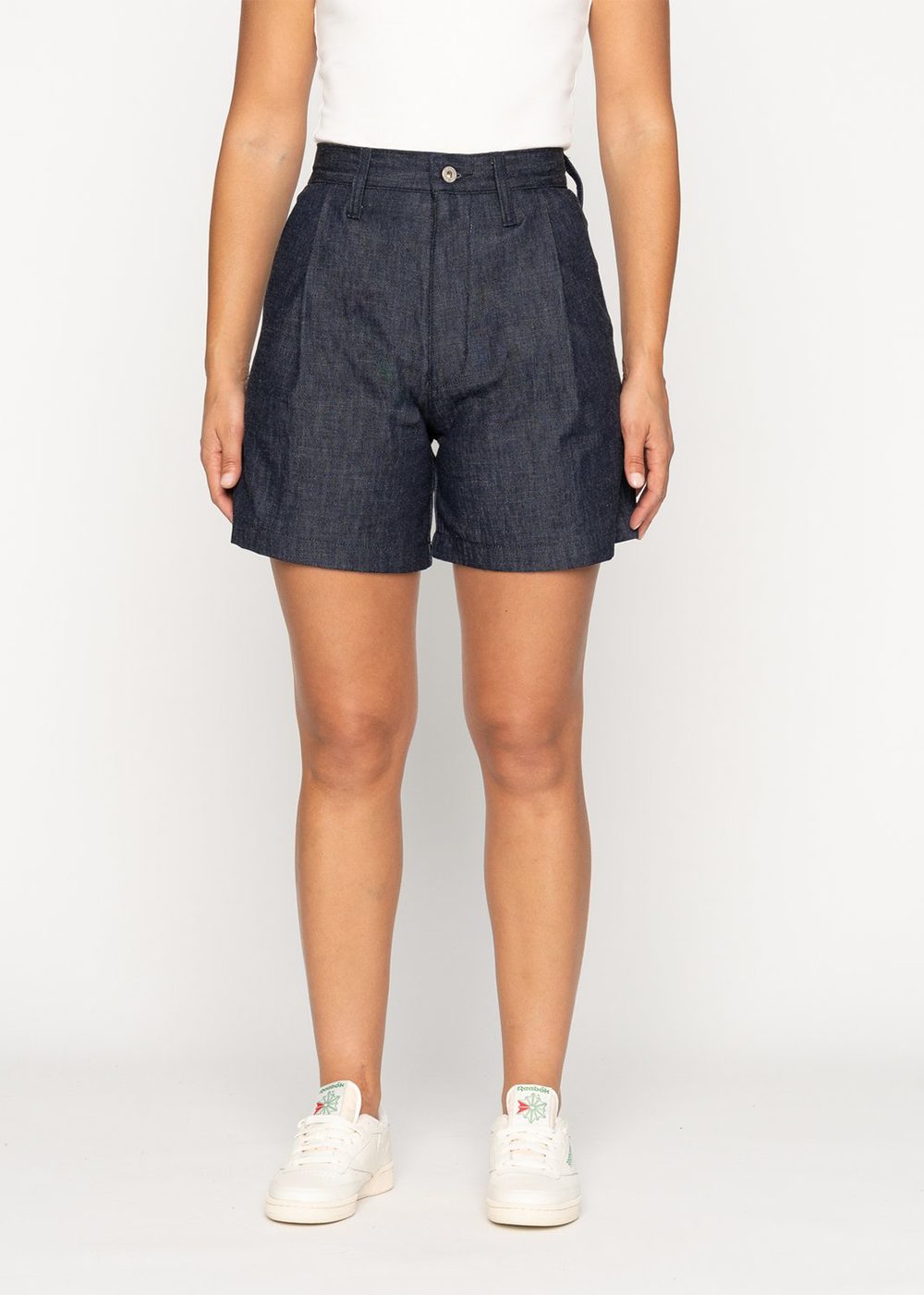Twin Pleated Short - 10oz Rinsed Denim - Indigo - Naked and Famous Denim Canada - Danali