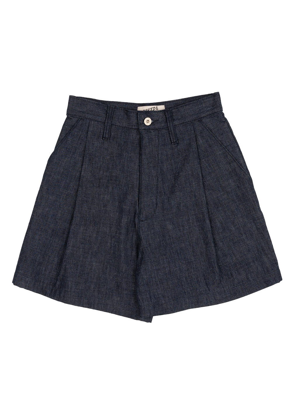Twin Pleated Short - 10oz Rinsed Denim - Indigo - Naked and Famous Denim Canada - Danali