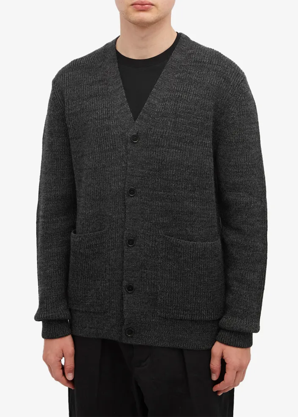 Loki Wool Cotton Rib Cardigan - Dark Grey Melange - Norse Projects Canada - Danali