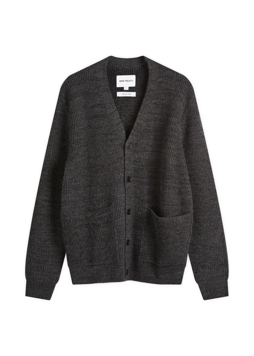 Loki Wool Cotton Rib Cardigan - Dark Grey Melange - Norse Projects Canada - Danali