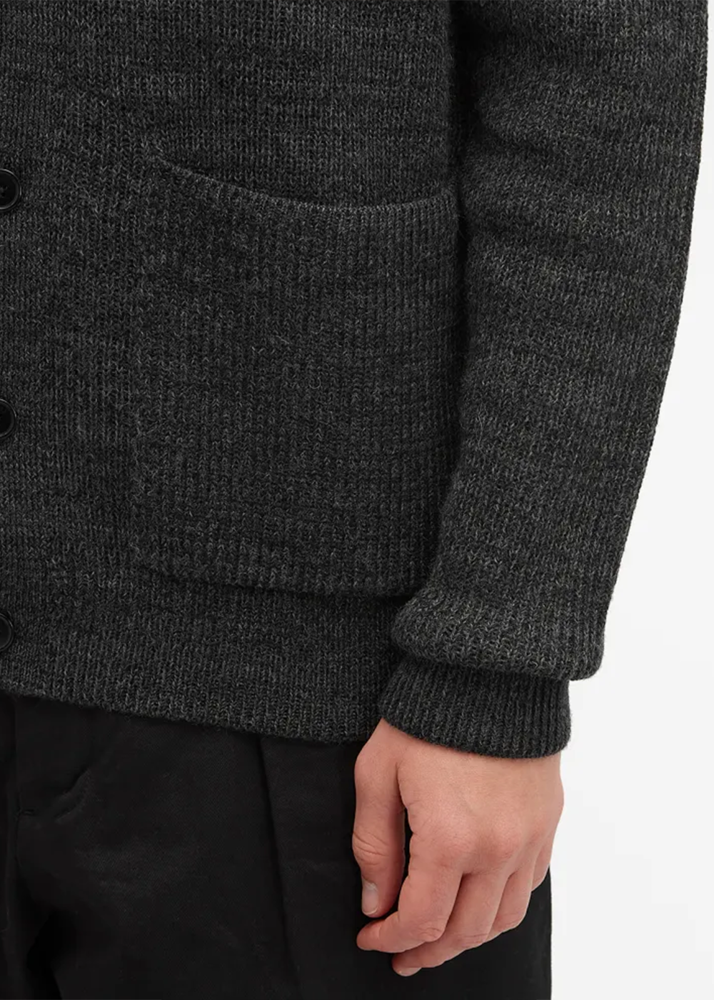 Loki Wool Cotton Rib Cardigan - Dark Grey Melange - Norse Projects Canada - Danali
