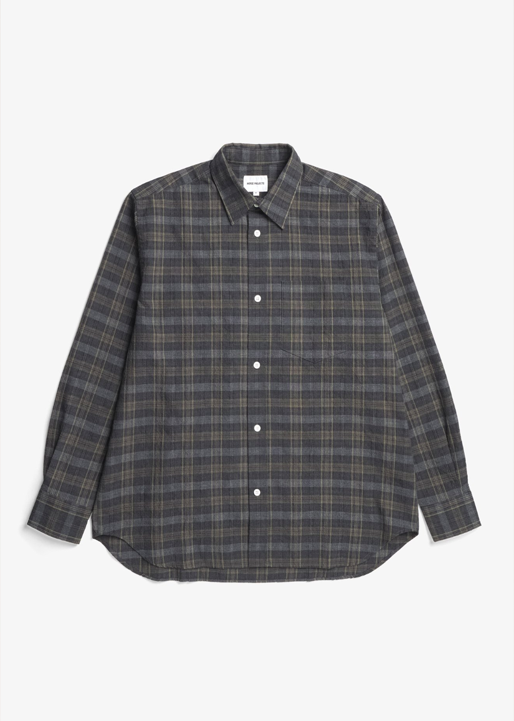 Ole Oversized Wool Check Shirt - Charcoal - Norse Projects Canada - Danali