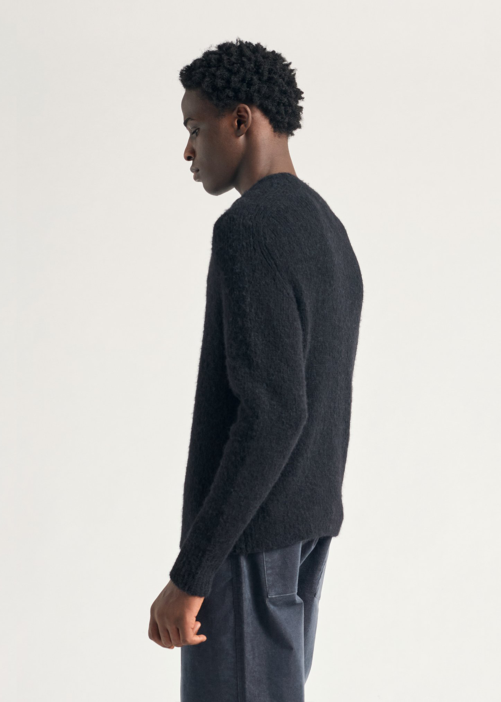 Rasmus Mock Neck Relaxed Brushed Sweater - Black - Norse Projects Canada - Danali