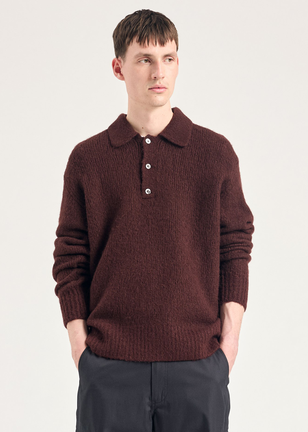 Rasmus Relaxed Brushed Polo - Mahogany - Norse Projects Canada - Danali