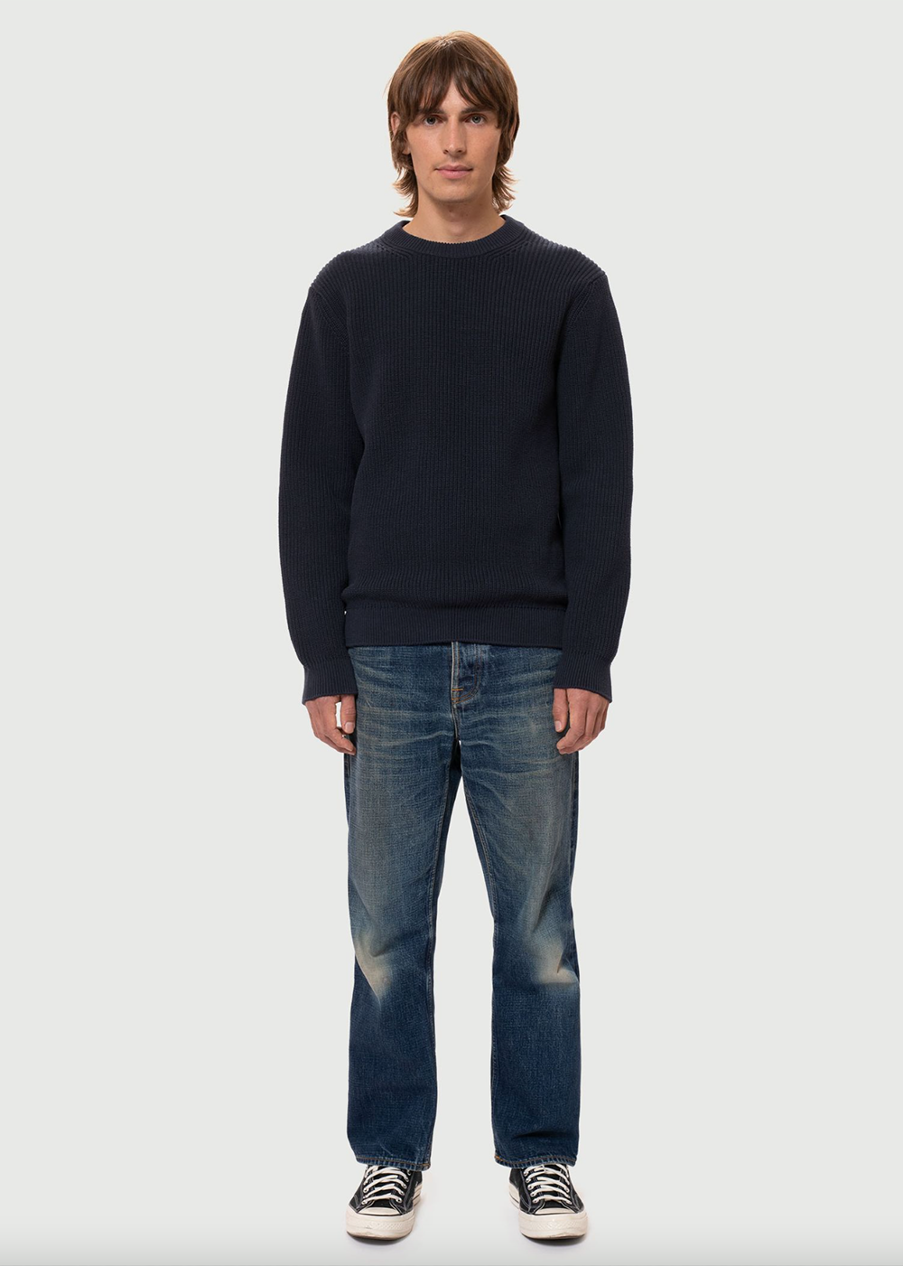 August Rib Cotton Sweater - Navy - Nudie Jeans Canada - Danali