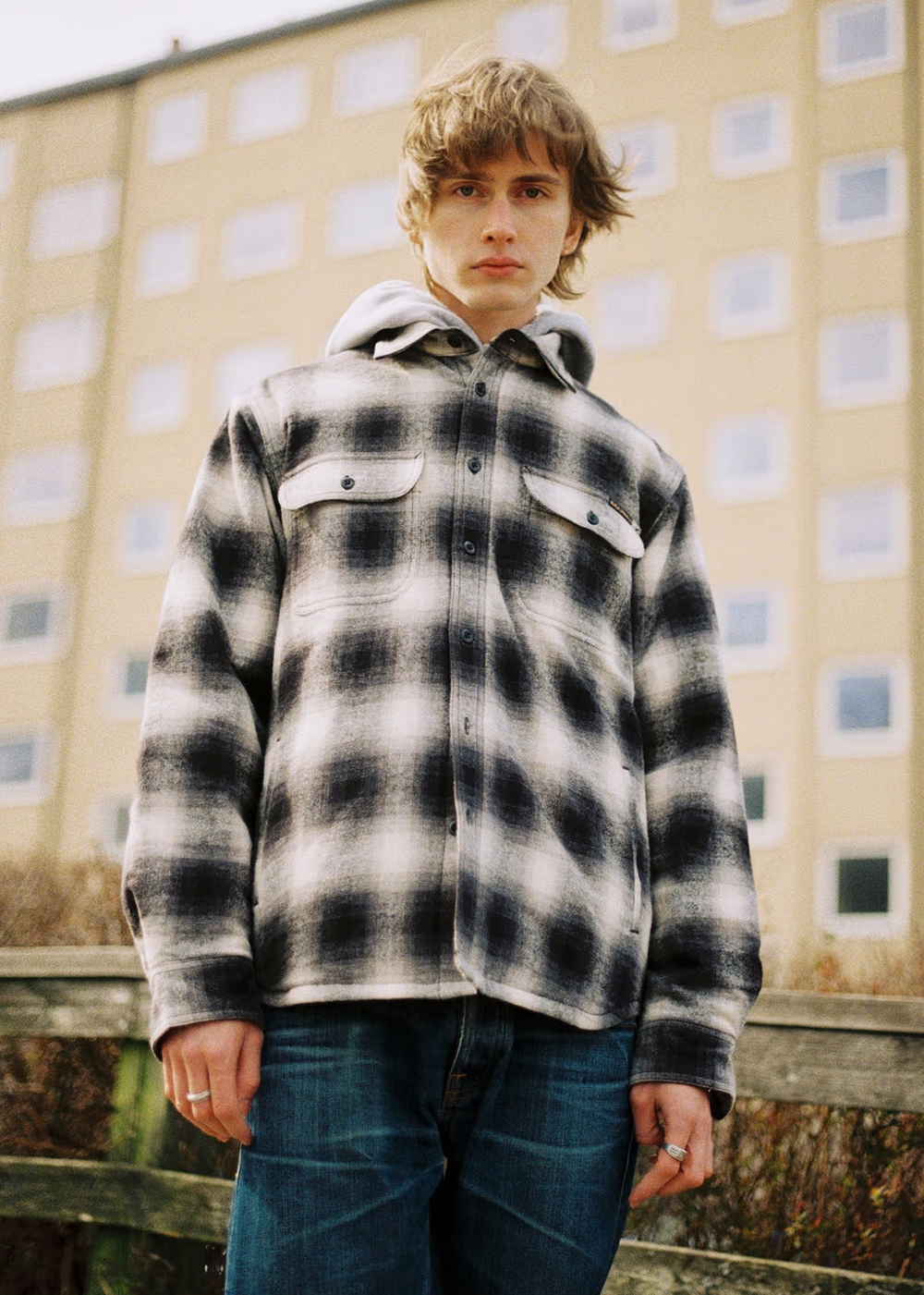 Glenn Padded Shadow Check Shirt - Black - Nudie Jeans Canada - Danali