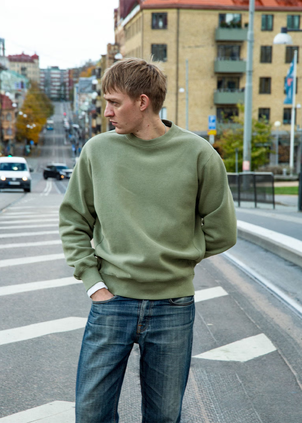 Hasse Crewneck Sweatshirt - Green - Nudie Jeans Canada - Danali