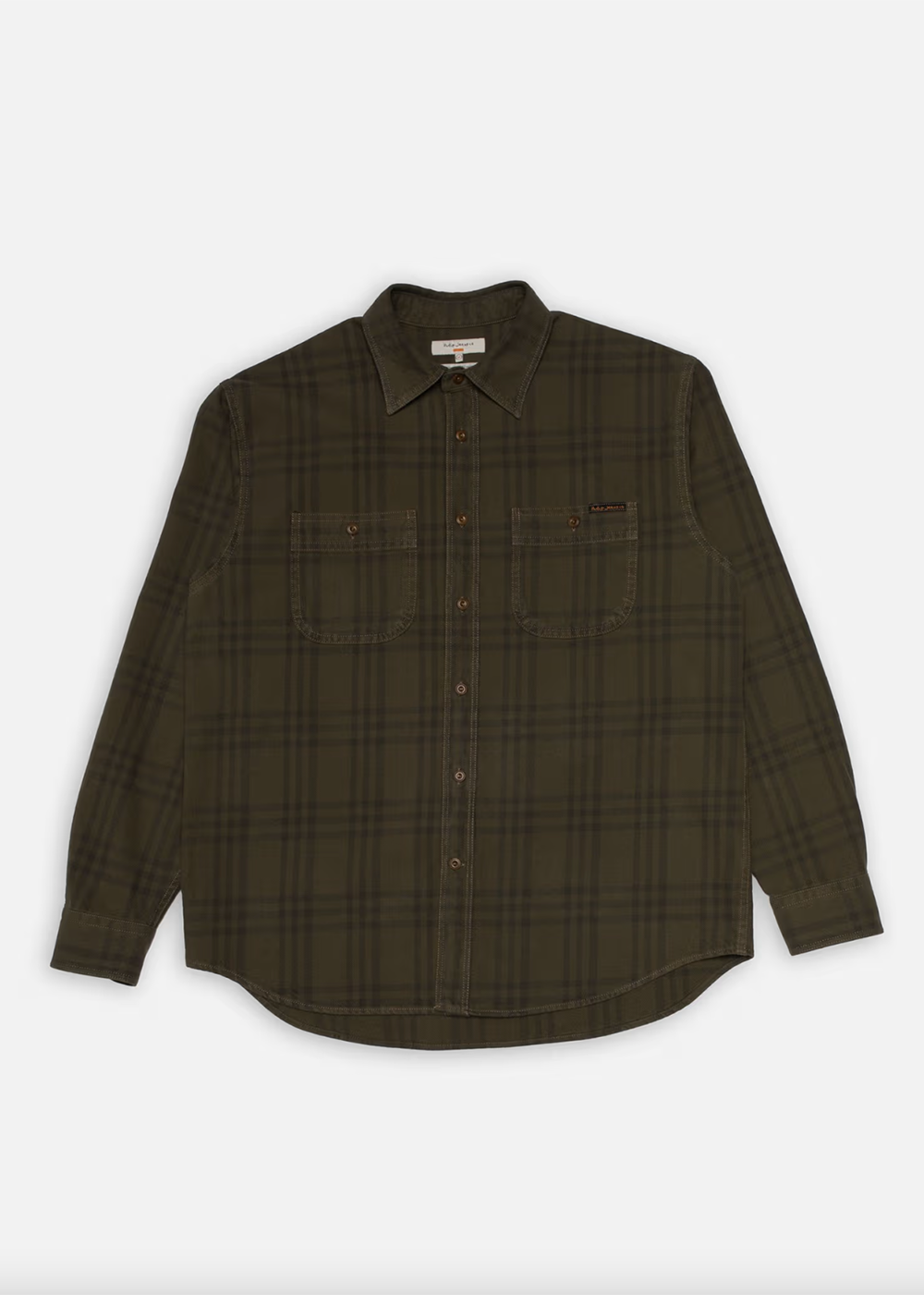 Julian Worker Plaid Check Shirt - Olive - Nudie Jeans Canada - Danali