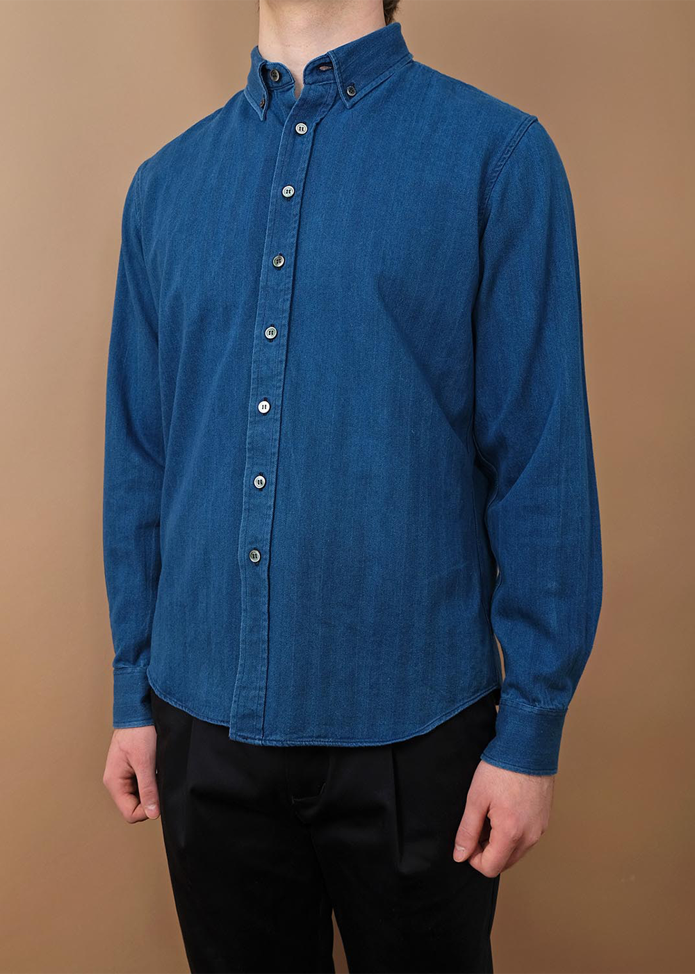 Herringbone Washed LS Classic Shirt- Indigo - Outclass Canada - Danali