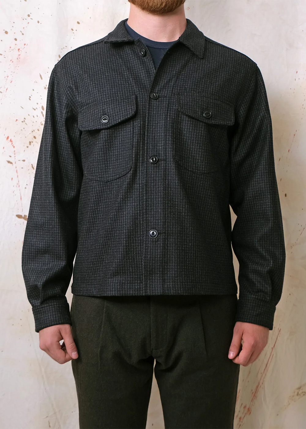 Houndstooth Camp Shirt - Charcoal - Outclass Canada - Danali