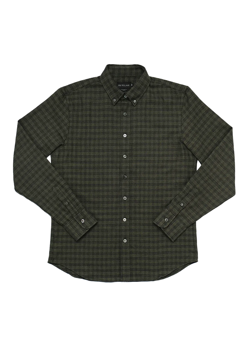 Houndstooth Plaid Flannel Shirt - Olive - Outclass Canada - Danali