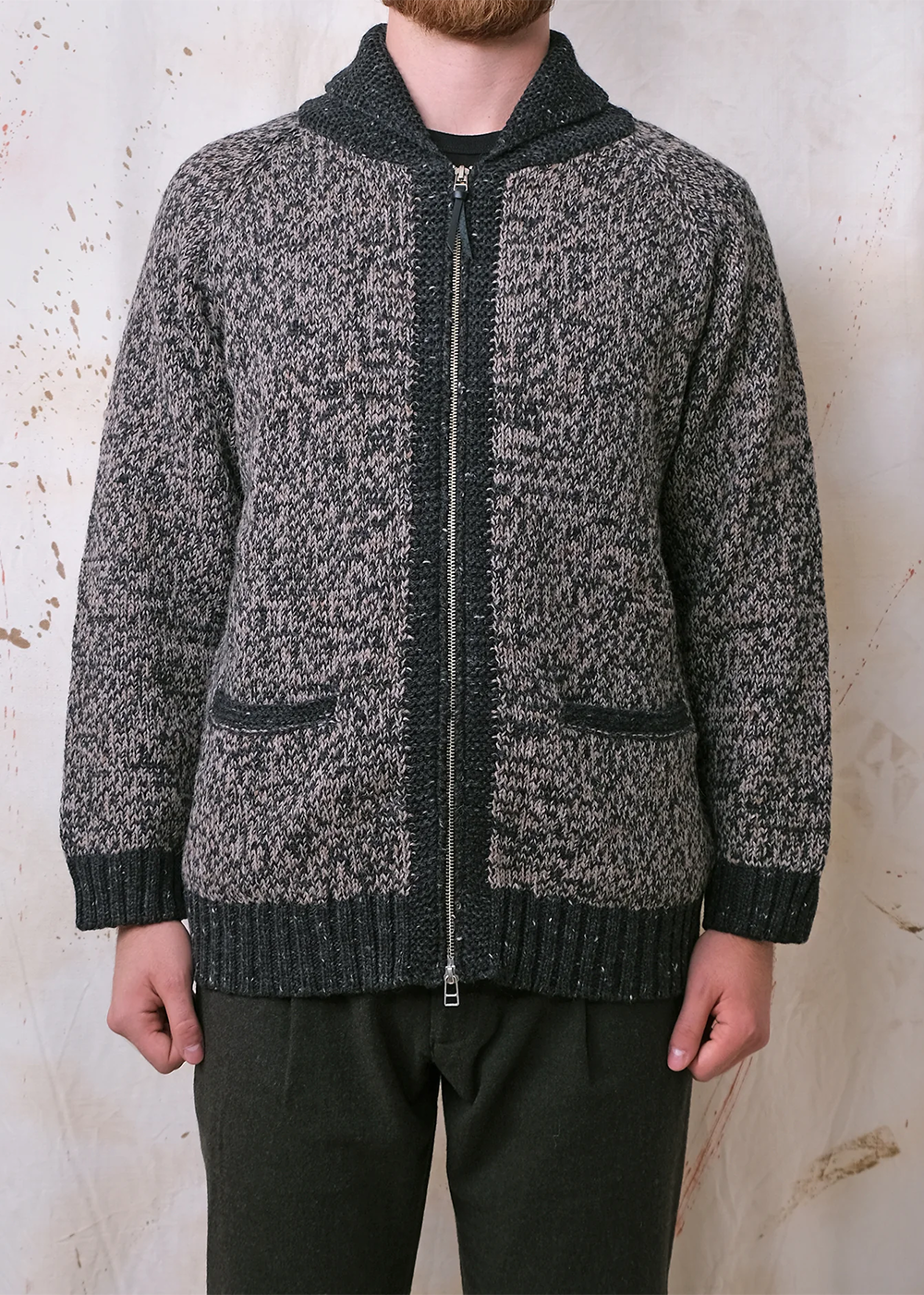 Marl Zip Cardigan - Black/White - Outclass Canada - Danali