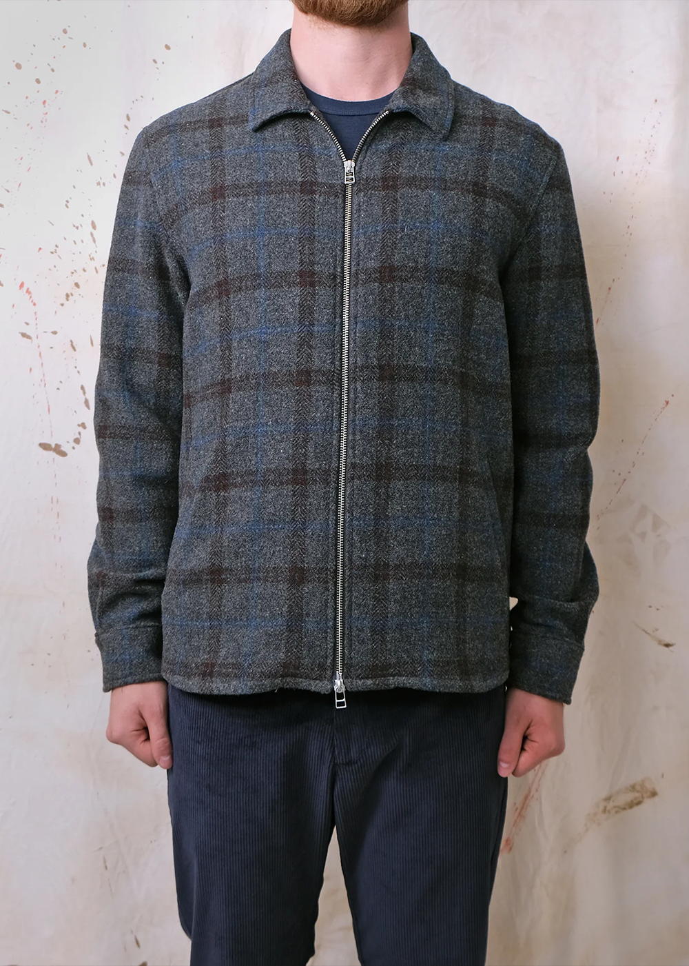 Plaid Zip Overshirt - Grey - Outclass Canada - Danali