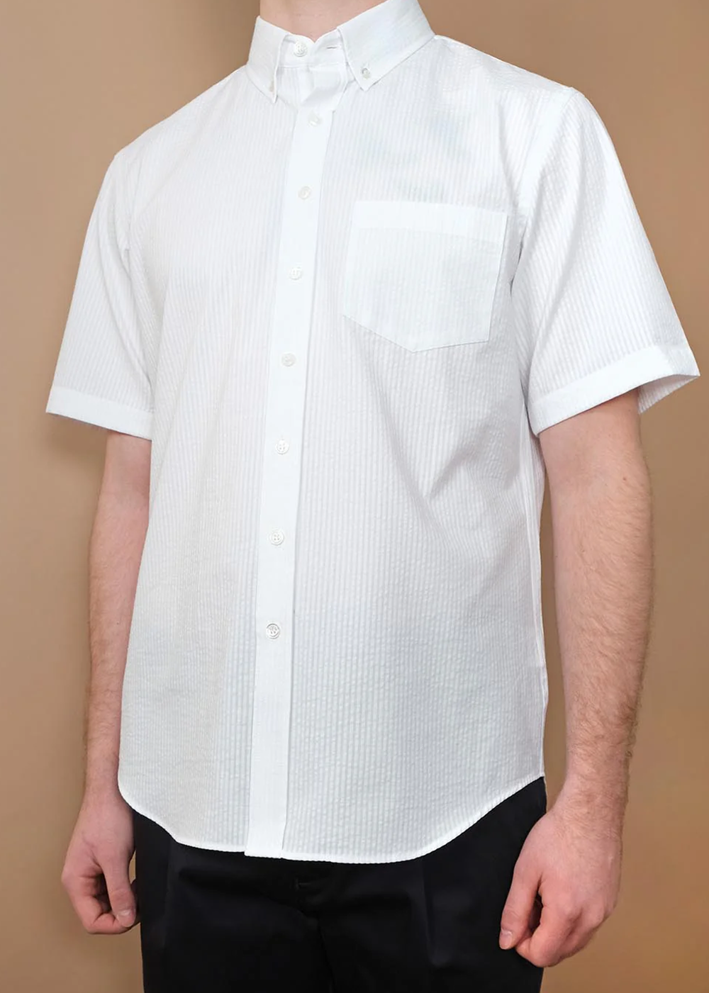 Ripstop Seersucker SS Classic Shirt - White - Outclass Canada - Danali