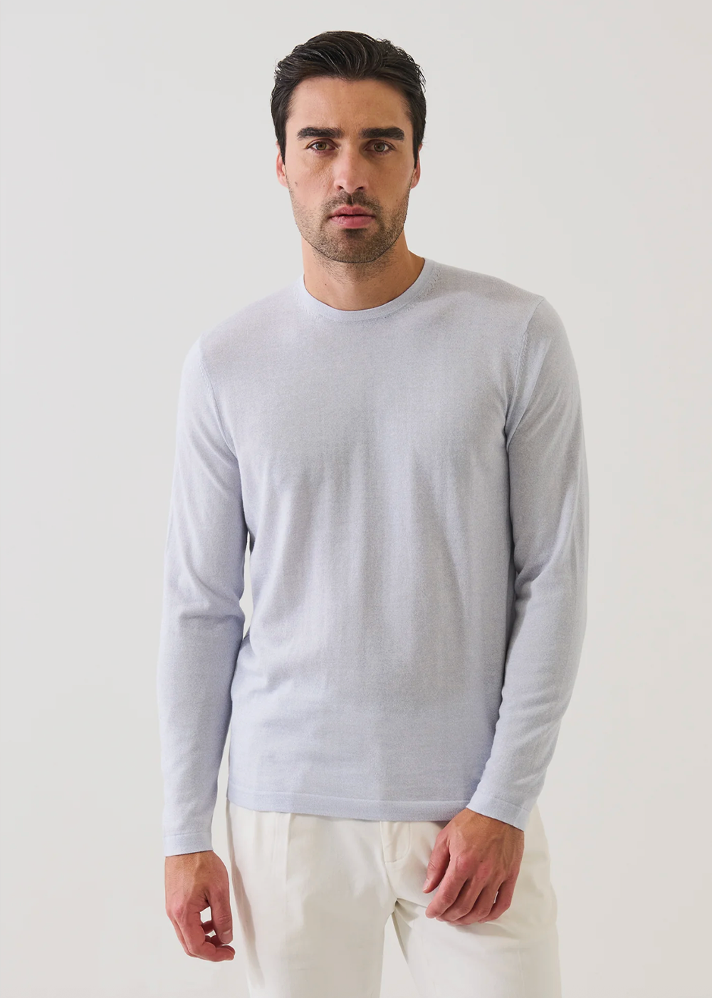 Cotton Cupro Crewneck Sweater - Ocean - Patrick Assaraf Canada - Danali - P154C06B