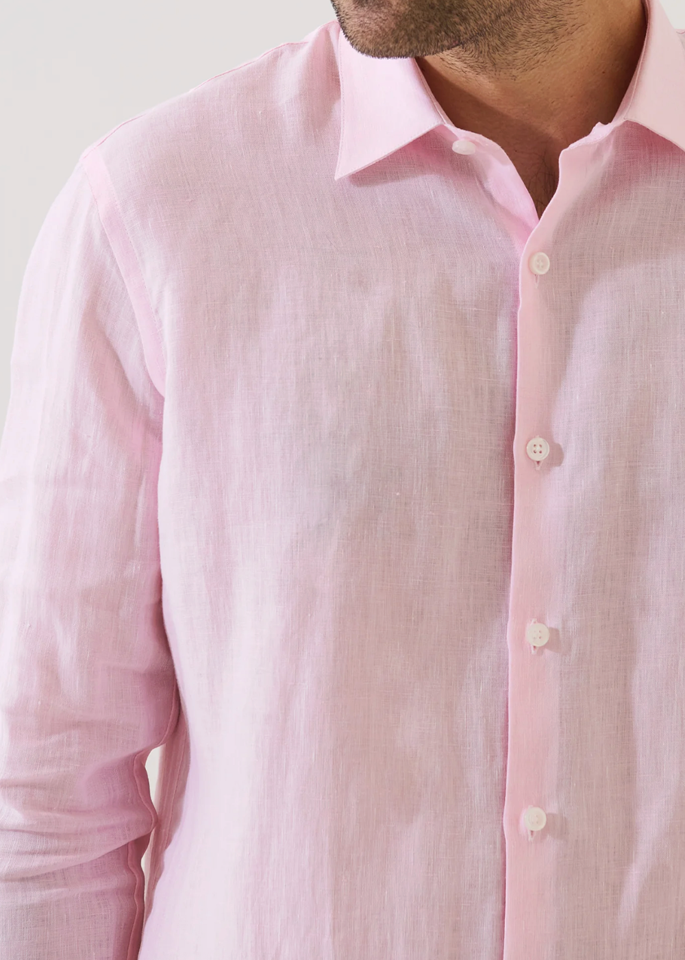 Linen Chambray Point Collar Sport Shirt - Candy - Patrick Assaraf Canada - Danali - P4313W21B