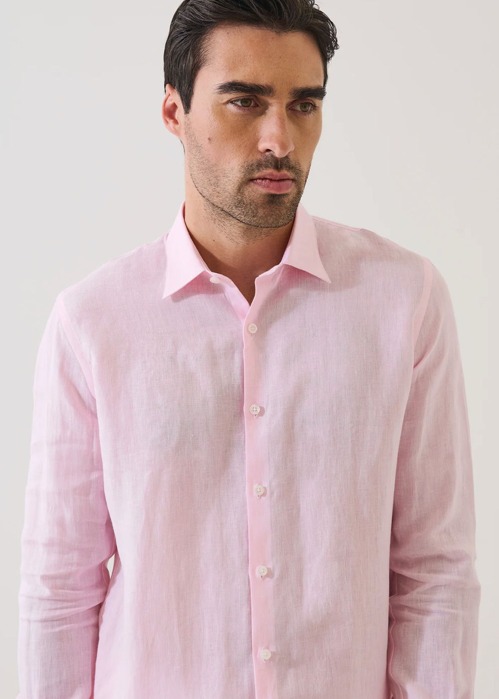 Linen Chambray Point Collar Sport Shirt - Candy - Patrick Assaraf Canada - Danali - P4313W21B