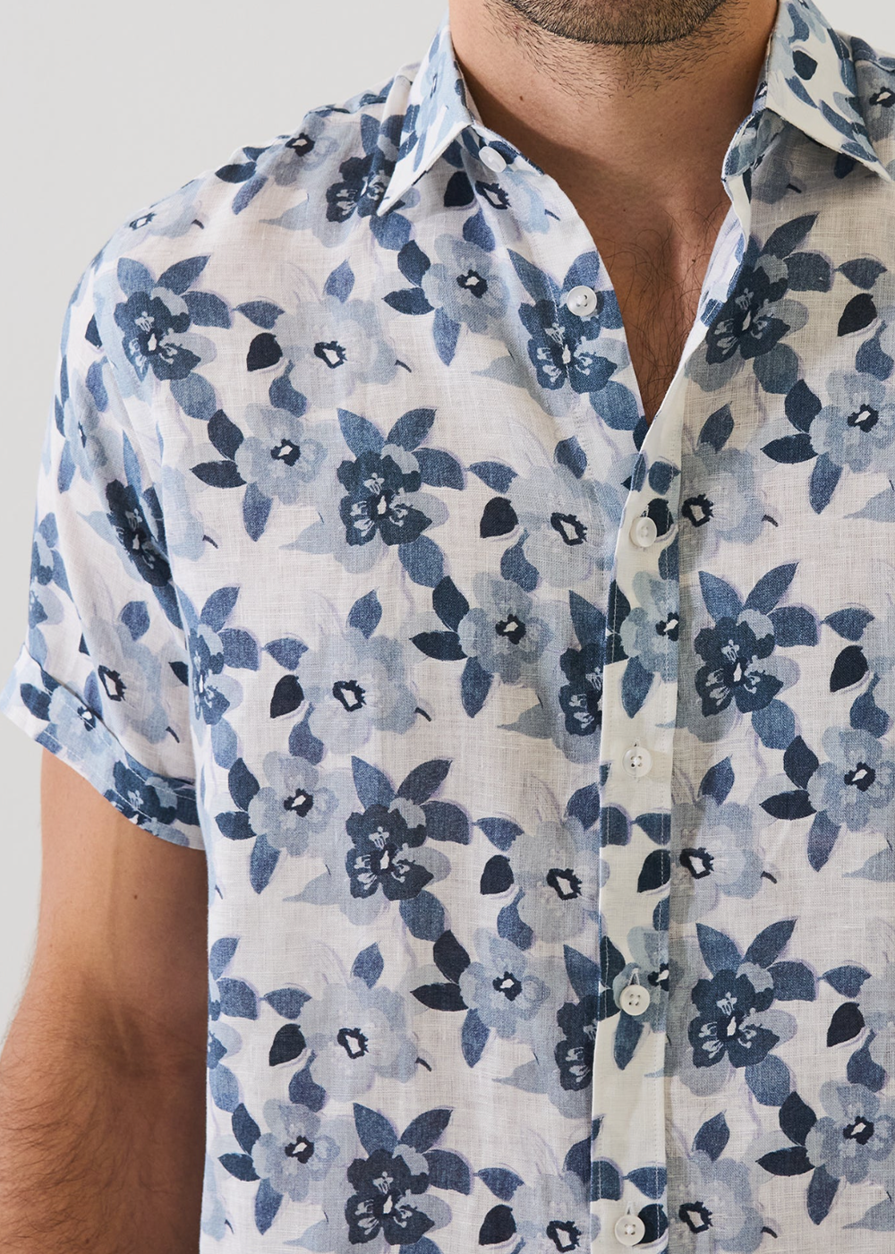 Tropical Floral Linen Sport Shirt - Shoreline - Patrick Assaraf Canada - Danali - P4322W86B