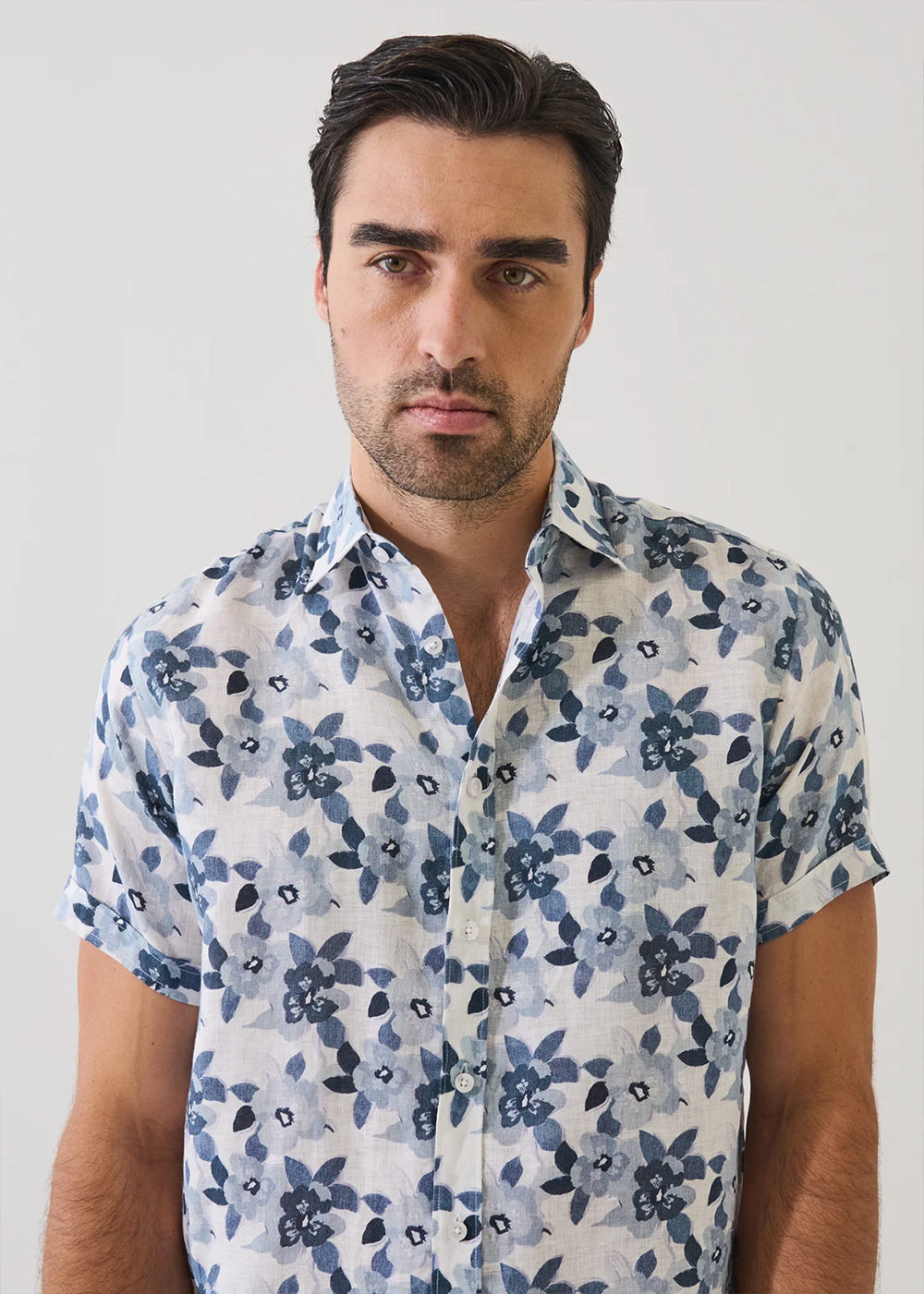 Tropical Floral Linen Sport Shirt - Shoreline - Patrick Assaraf Canada - Danali - P4322W86B