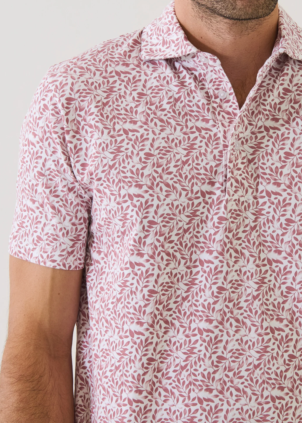 Mini Leaf Print Polo - Dusty Pink - Patrick Assaraf Canada - Danali - P9502P12B