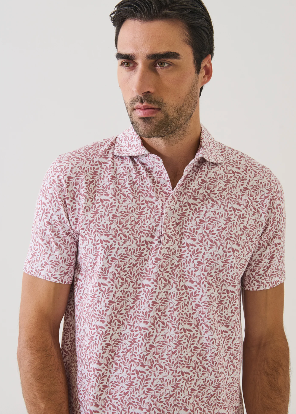 Mini Leaf Print Polo - Dusty Pink - Patrick Assaraf Canada - Danali - P9502P12B