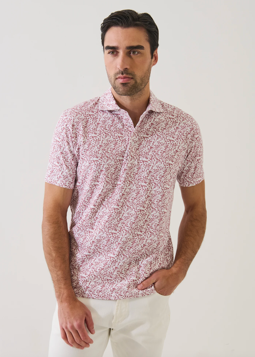 Mini Leaf Print Polo - Dusty Pink - Patrick Assaraf Canada - Danali - P9502P12B