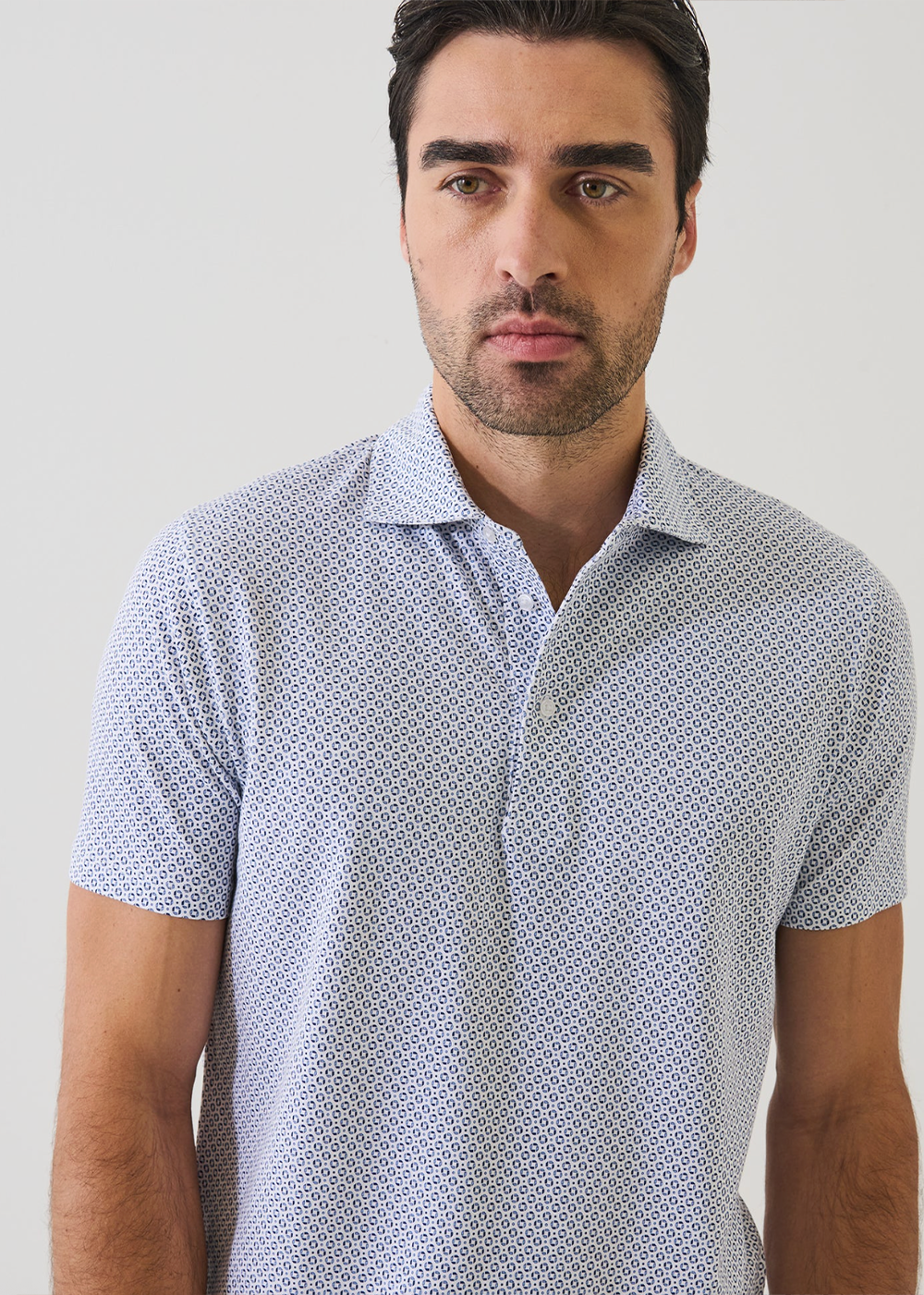 All Over Geo Print Polo - Blue Bell - Patrick Assaraf Canada - Danali - P9521P12B