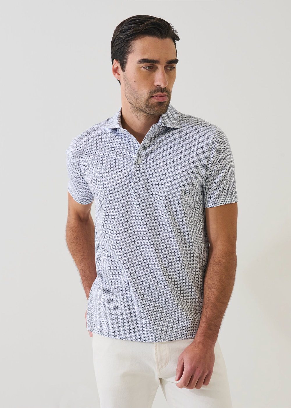 All Over Geo Print Polo - Blue Bell - Patrick Assaraf Canada - Danali - P9521P12B