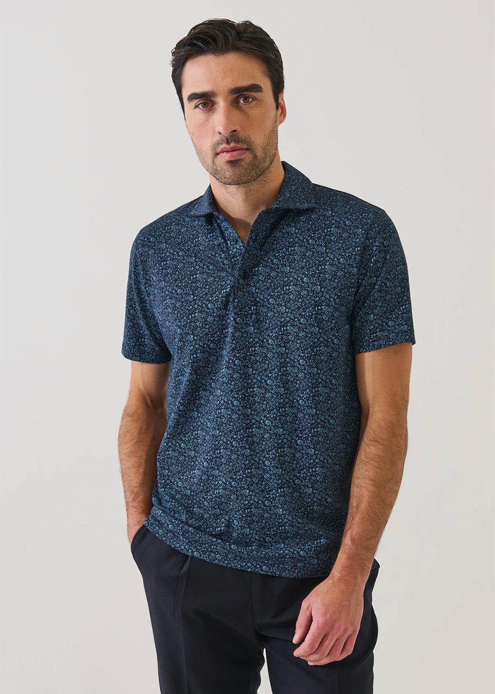 Mini Floral Print Polo - Haze - Patrick Assaraf Canada - Danali - P9522P12B