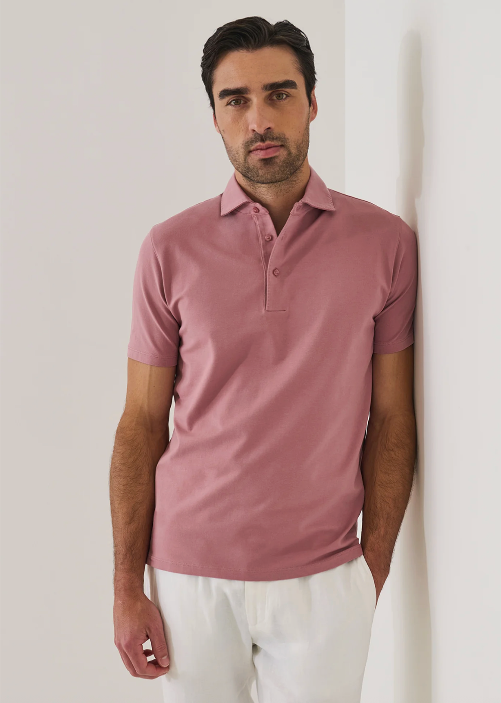 Iconic Pima Cotton Stretch Stitch Polo - Dusty Pink - Patrick Assaraf Canada - Danali - P95P24