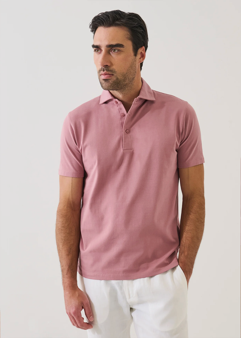 Iconic Pima Cotton Stretch Stitch Polo - Dusty Pink - Patrick Assaraf Canada - Danali - P95P24