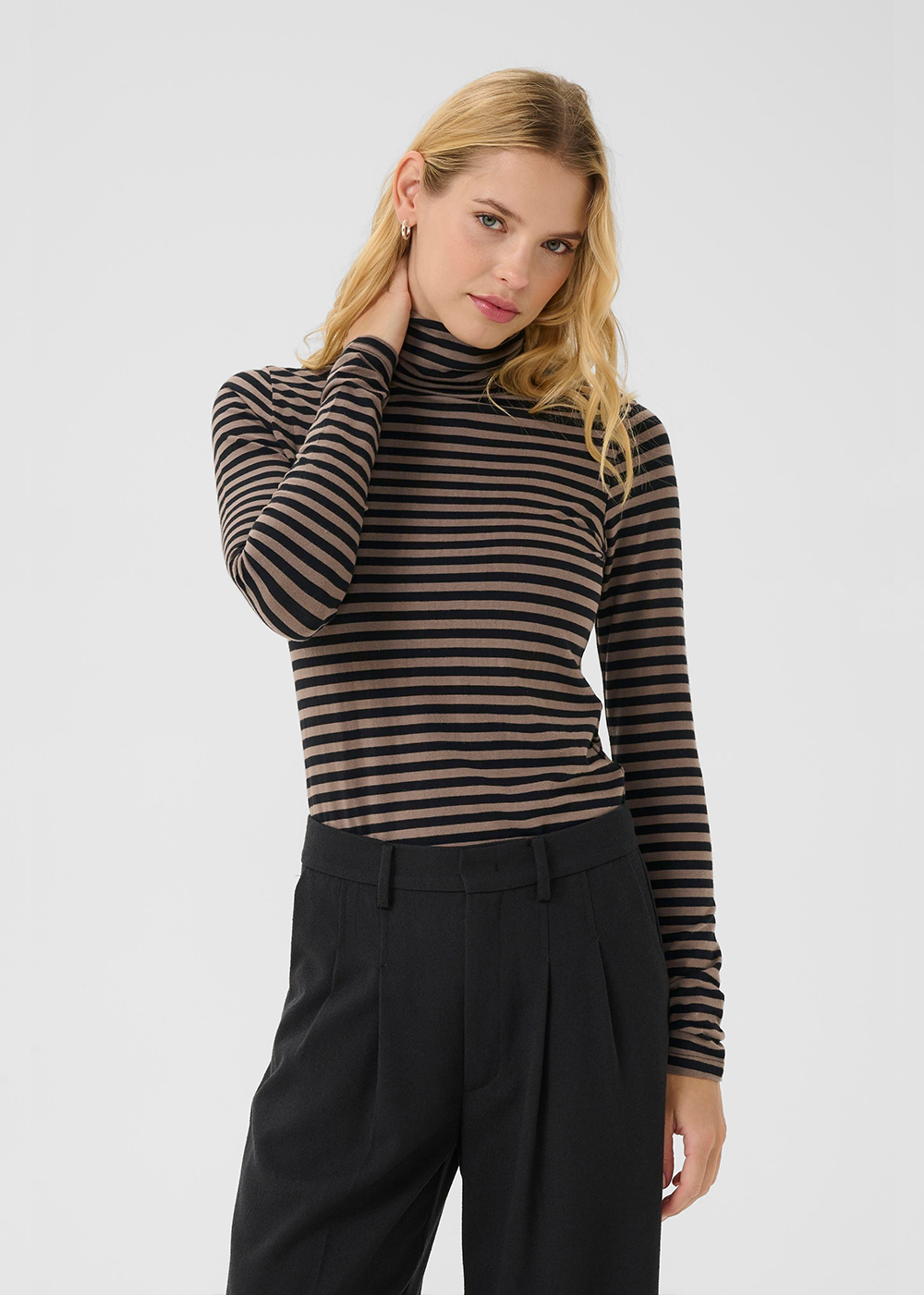 Efinas Turtleneck T-Shirt - Falcon/Black Stripe - Part Two Canada - Danali