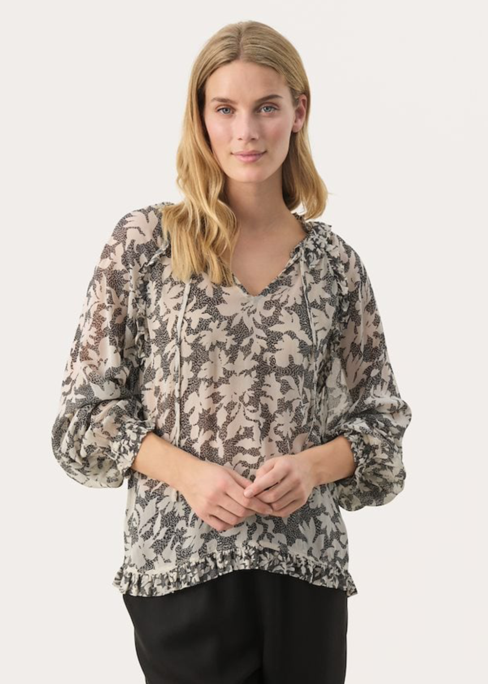 Joanna Blouse - Black Stitch Leaf - Part Two Canada - Danali