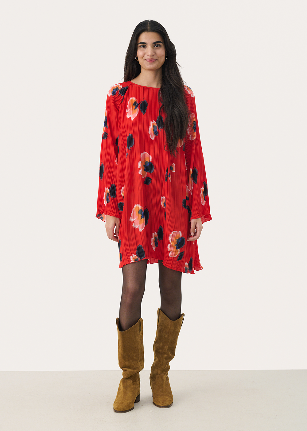 Milanas Pleated Dress - Mars Red - Part Two Canada - Danali