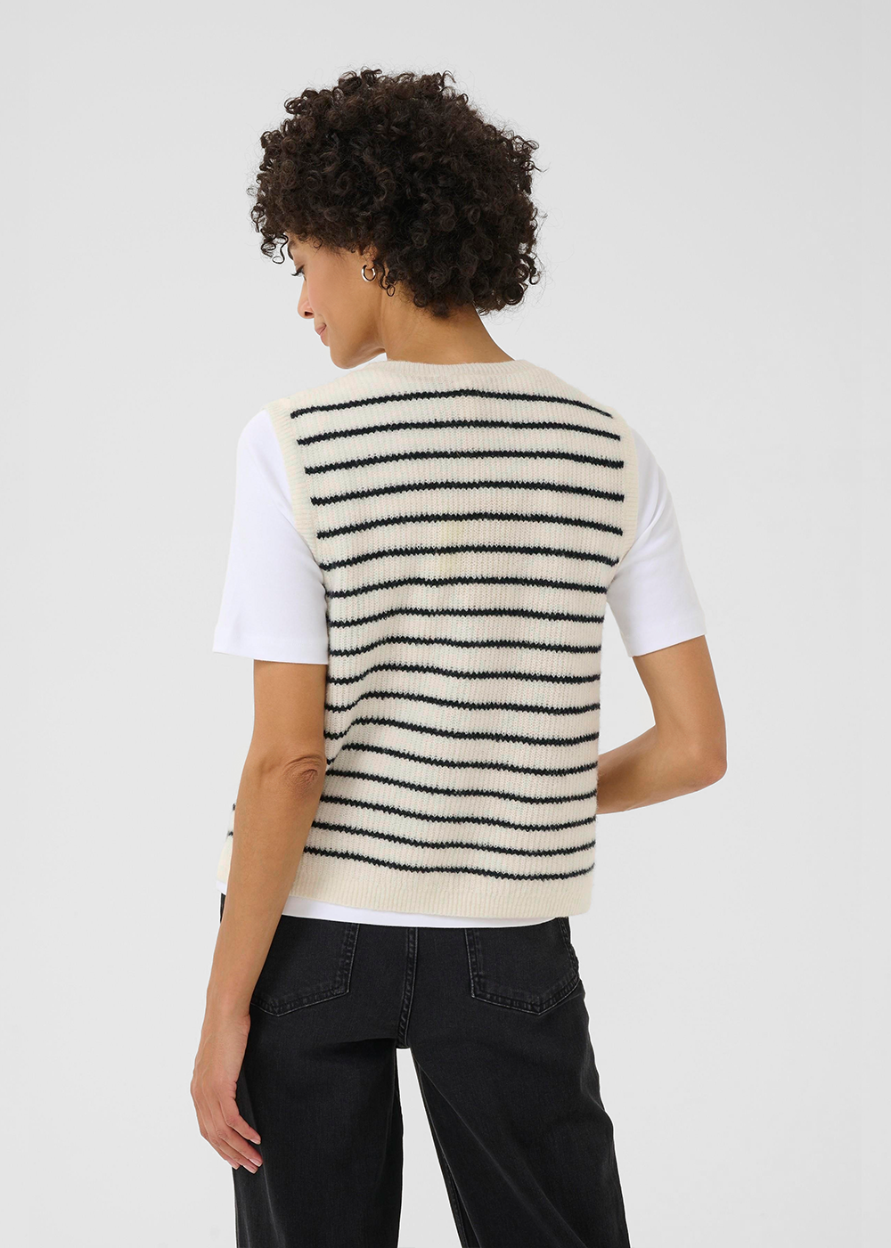 Pimira Knit Vest - Eggnog/Navy Stripe - Part Two Canada - Danali