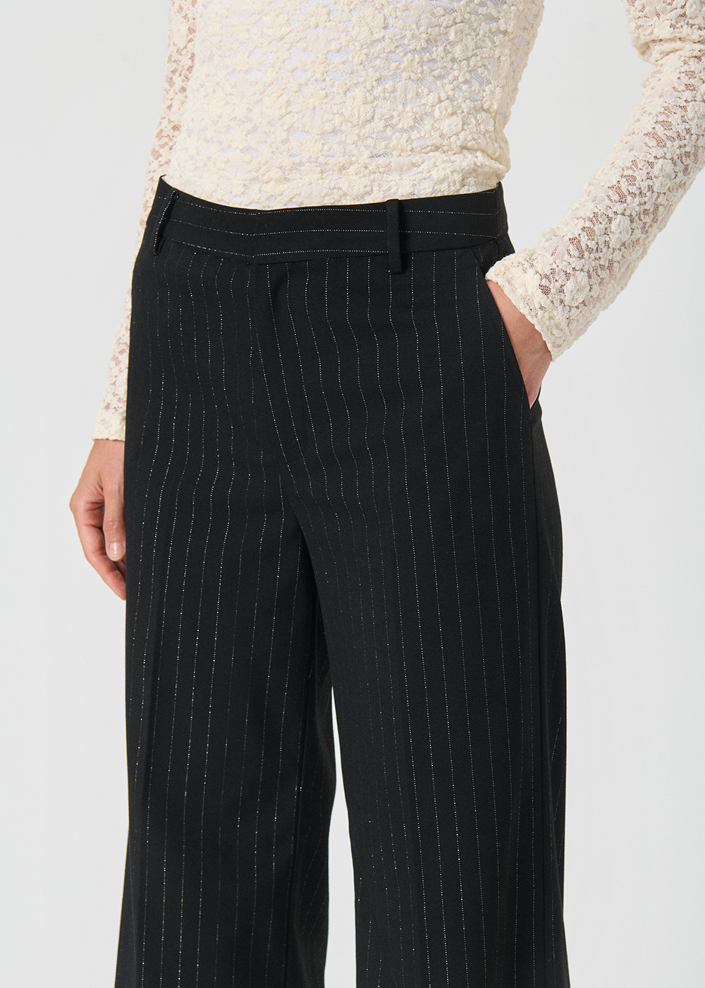 Vanilla Stripe Pant - Black Metallic - Part Two Canada - Danali