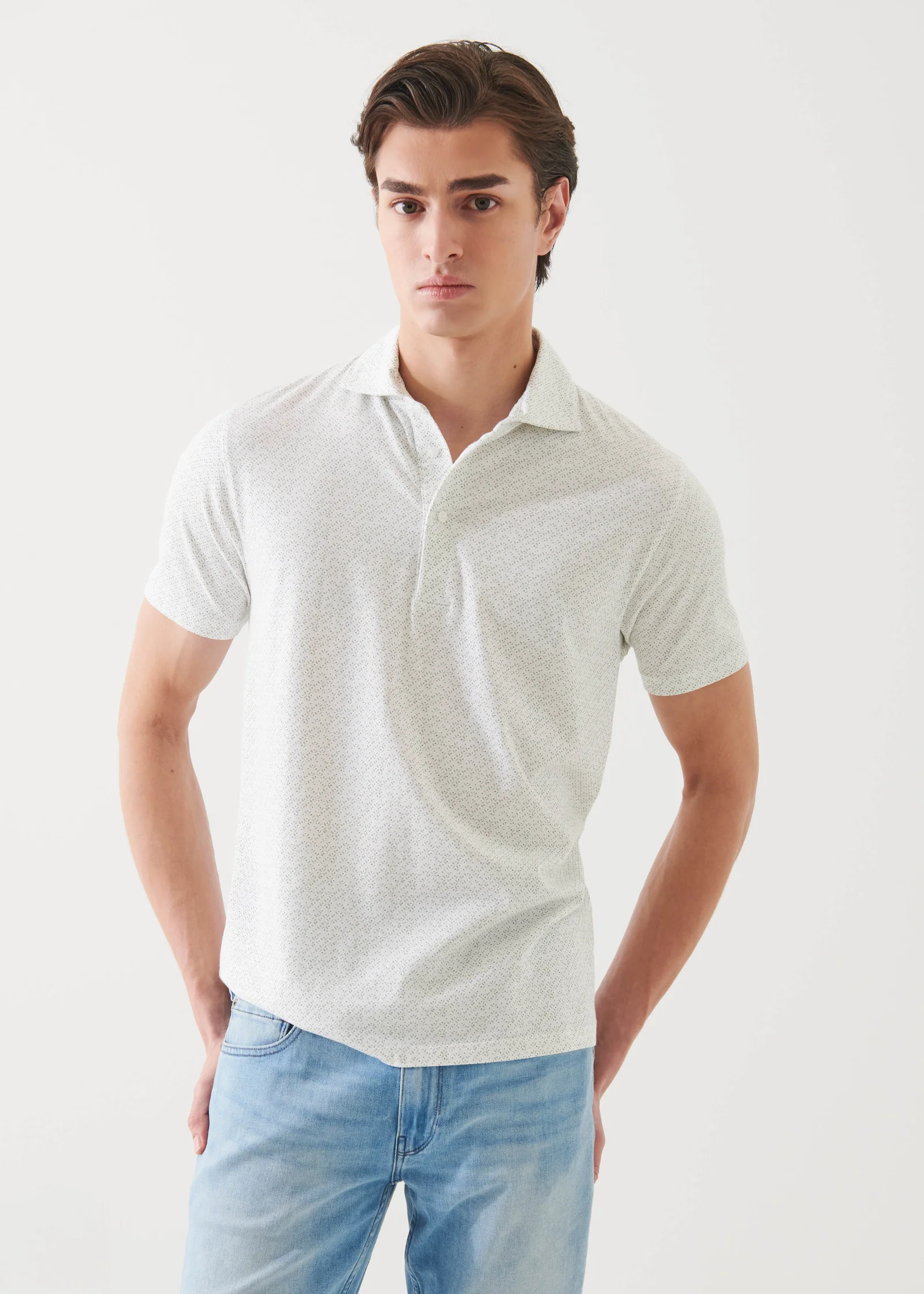 Patrick Assara Pima Cotton Stretch Printed Polo Green Pea - Patrick Assaraf Canada - Danali